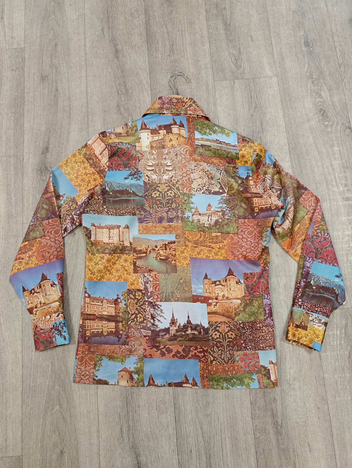 1970s Charisma novelty photo print dagger collar shirt - S/M