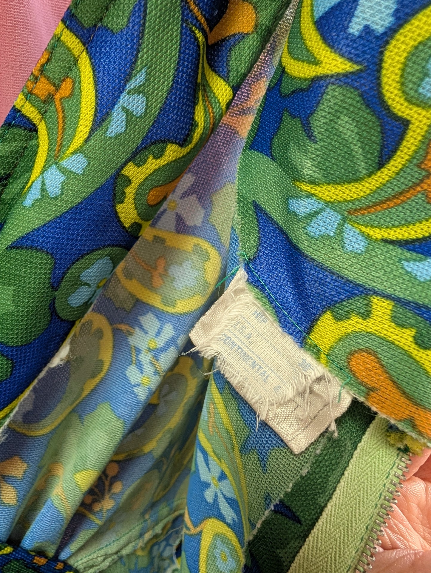1970s green/blue paisley maxi dress - S/10