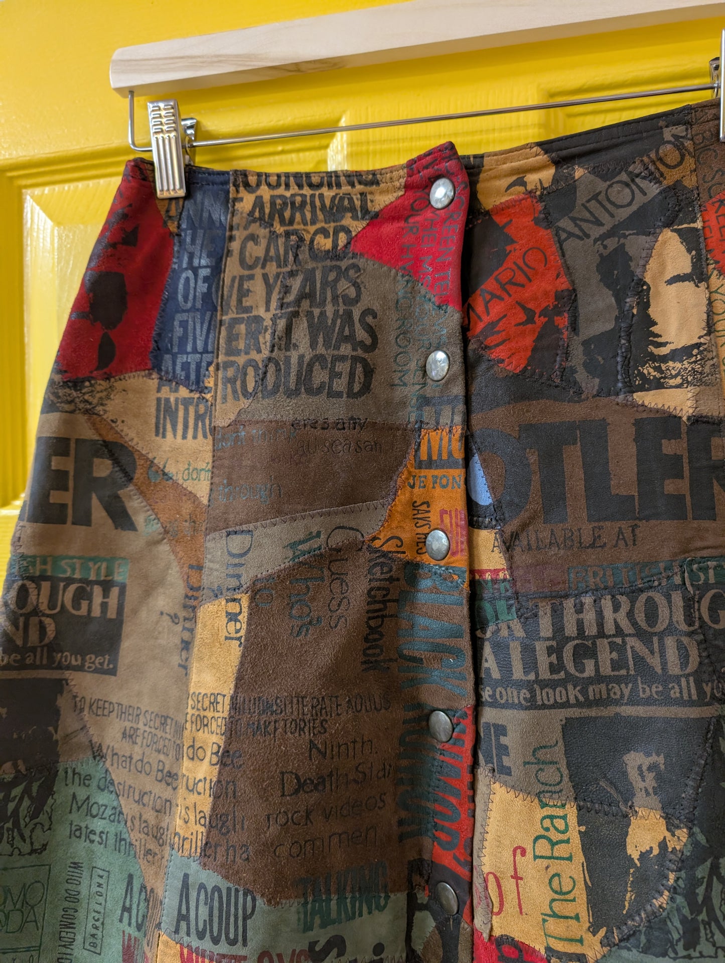 90s/Y2K Winch patchwork suede skirt - 26" waist