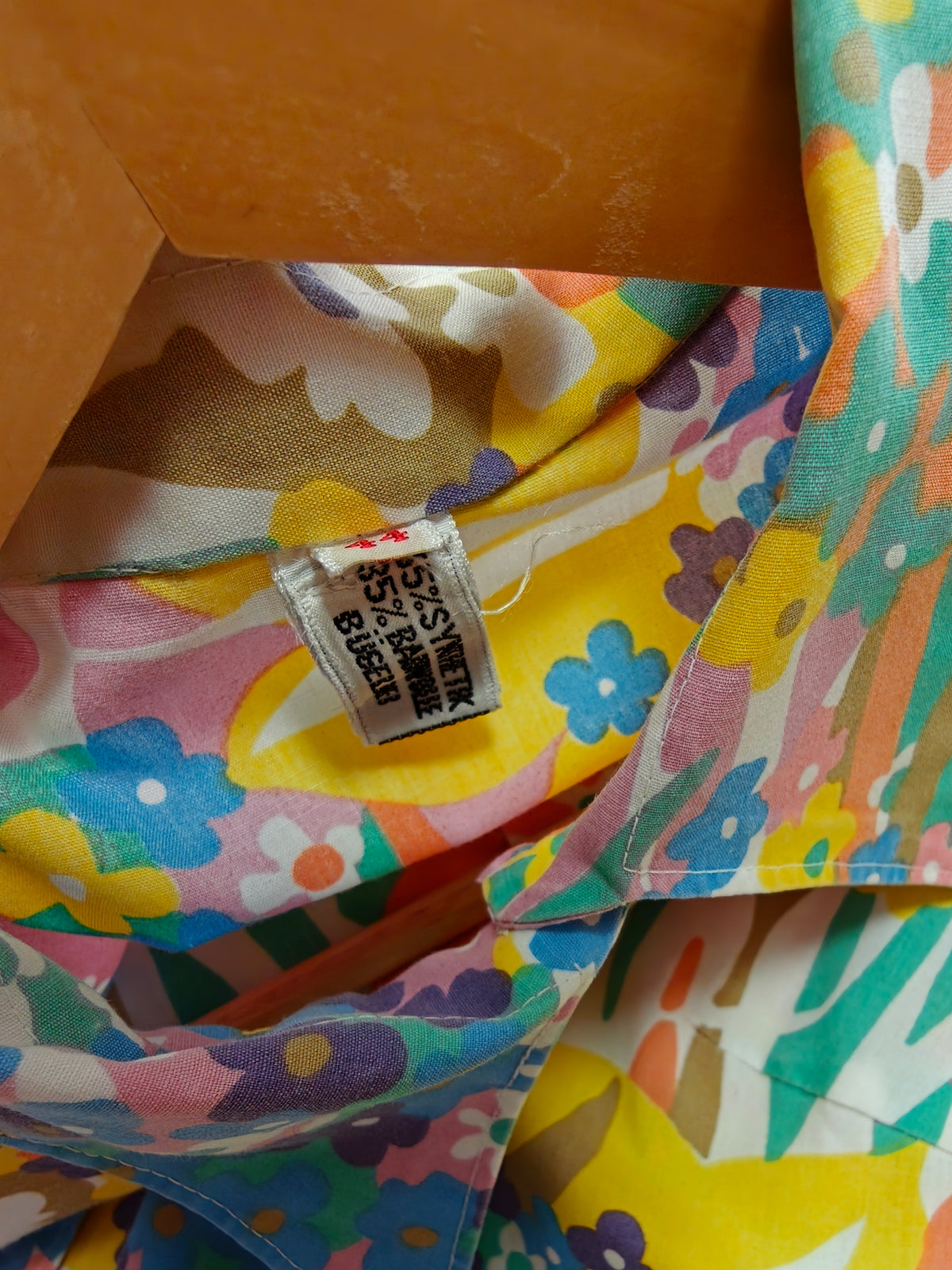 1970s psychedelic floral sleeveless top - M/L