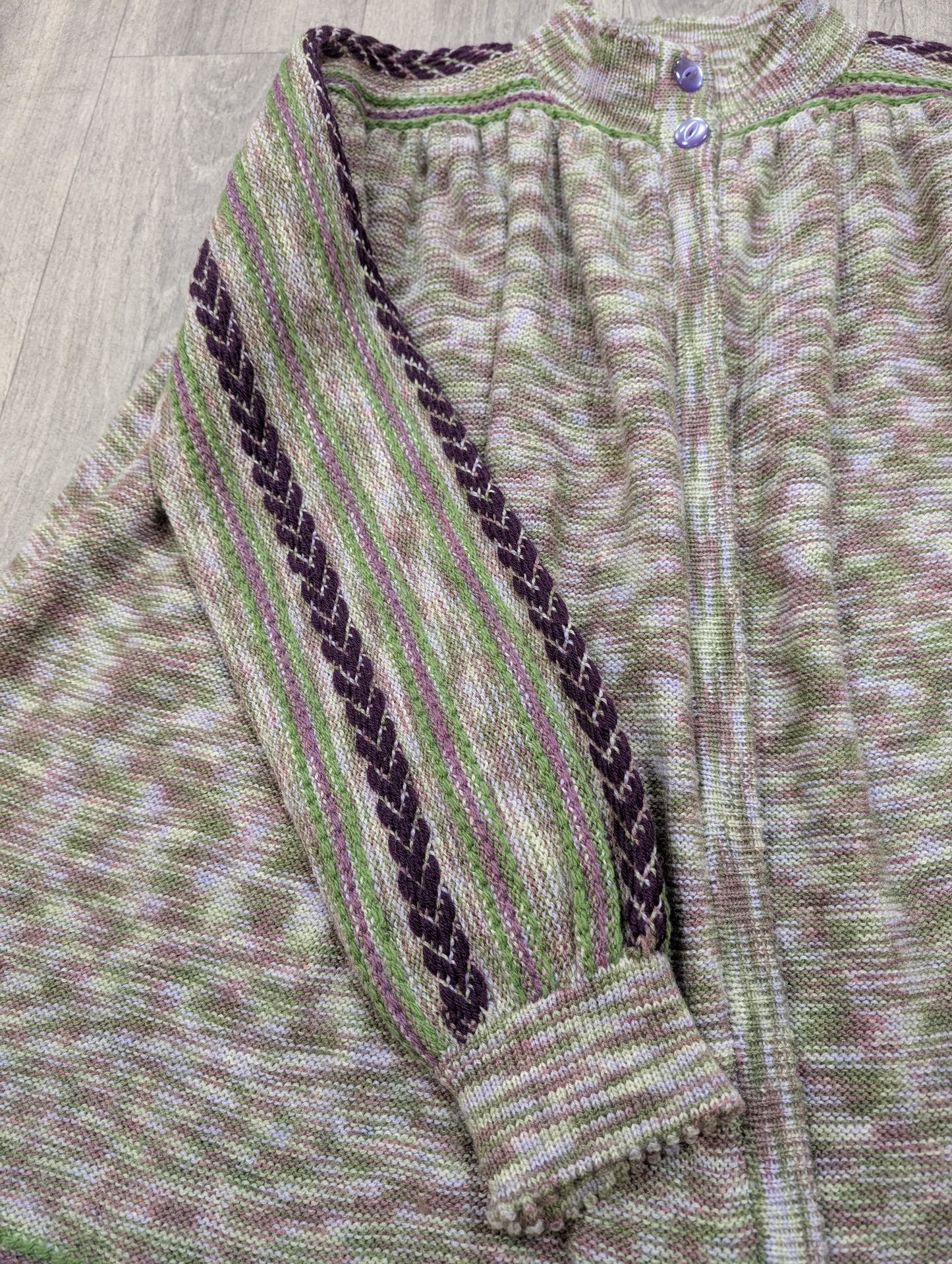 1970s Annie Cossins hand loomed wool blend cardigan