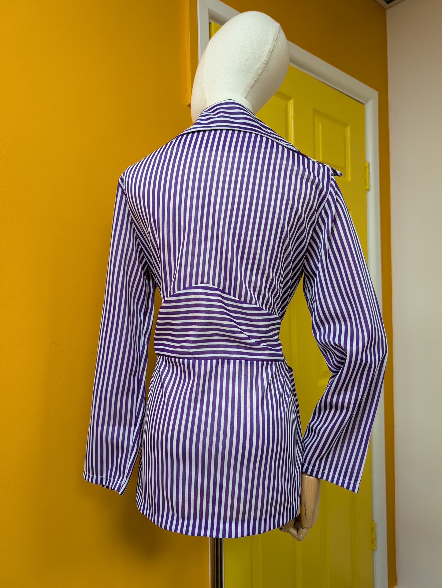 1970s purple & white striped jacket - S