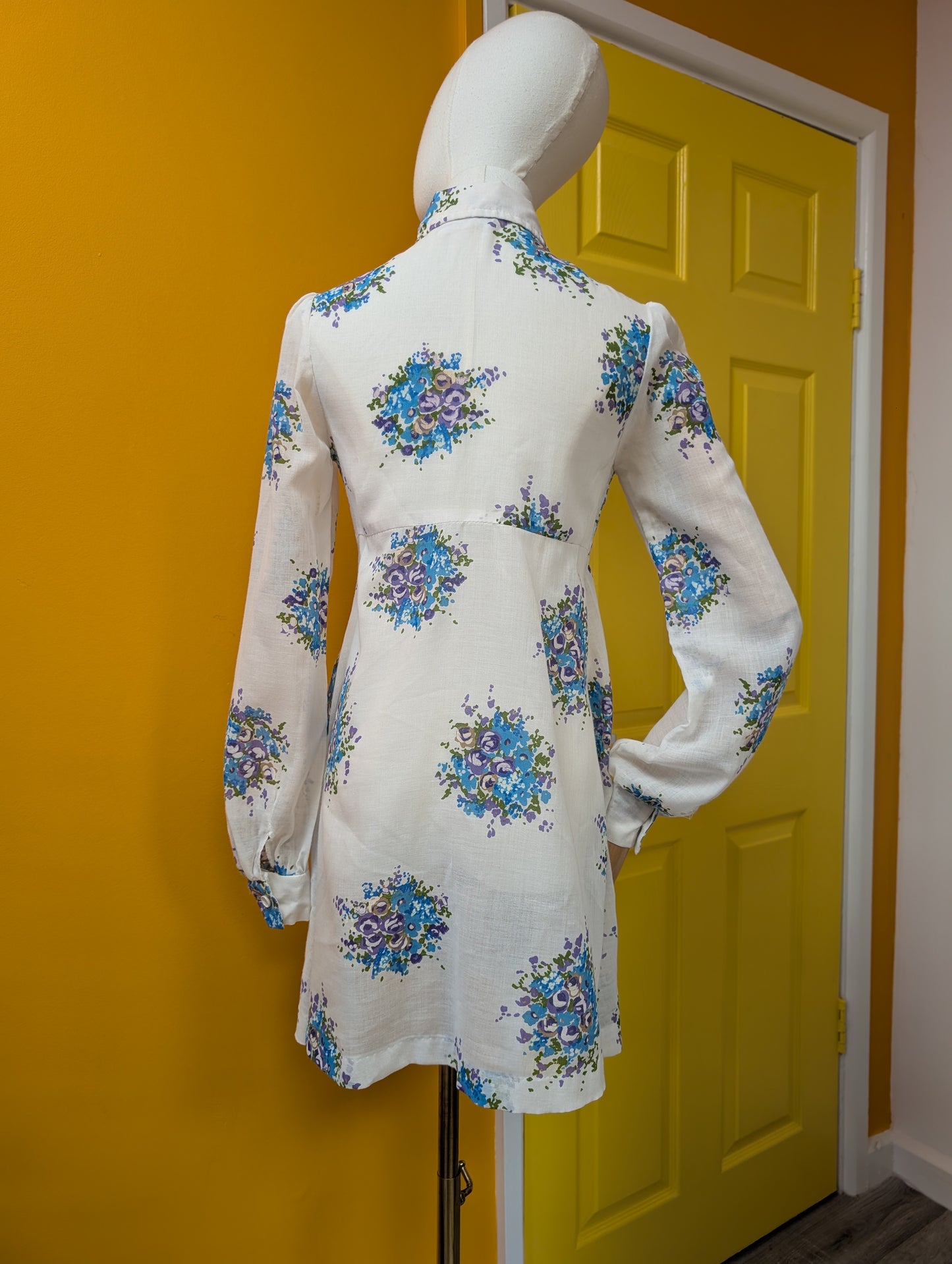 1960s sheer floral mini dress - XS/6