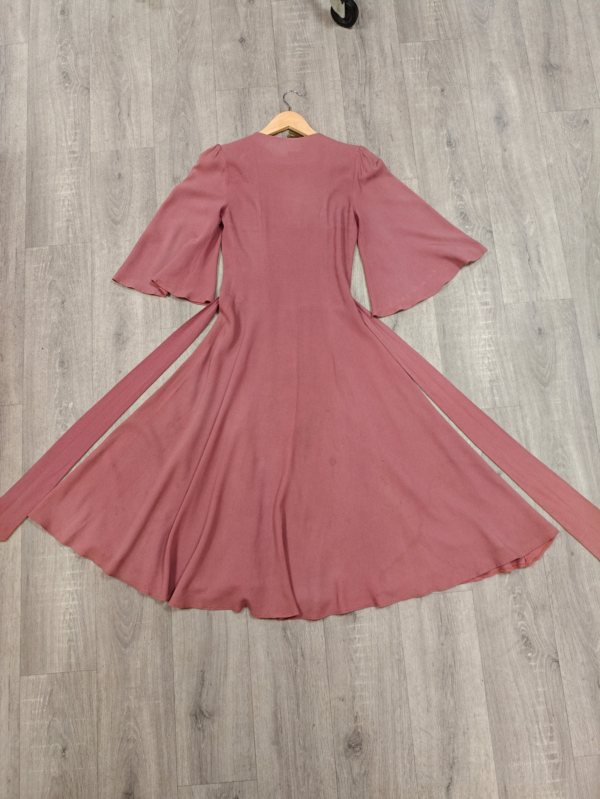 1970s Biba moss crepe wrap dress - XS