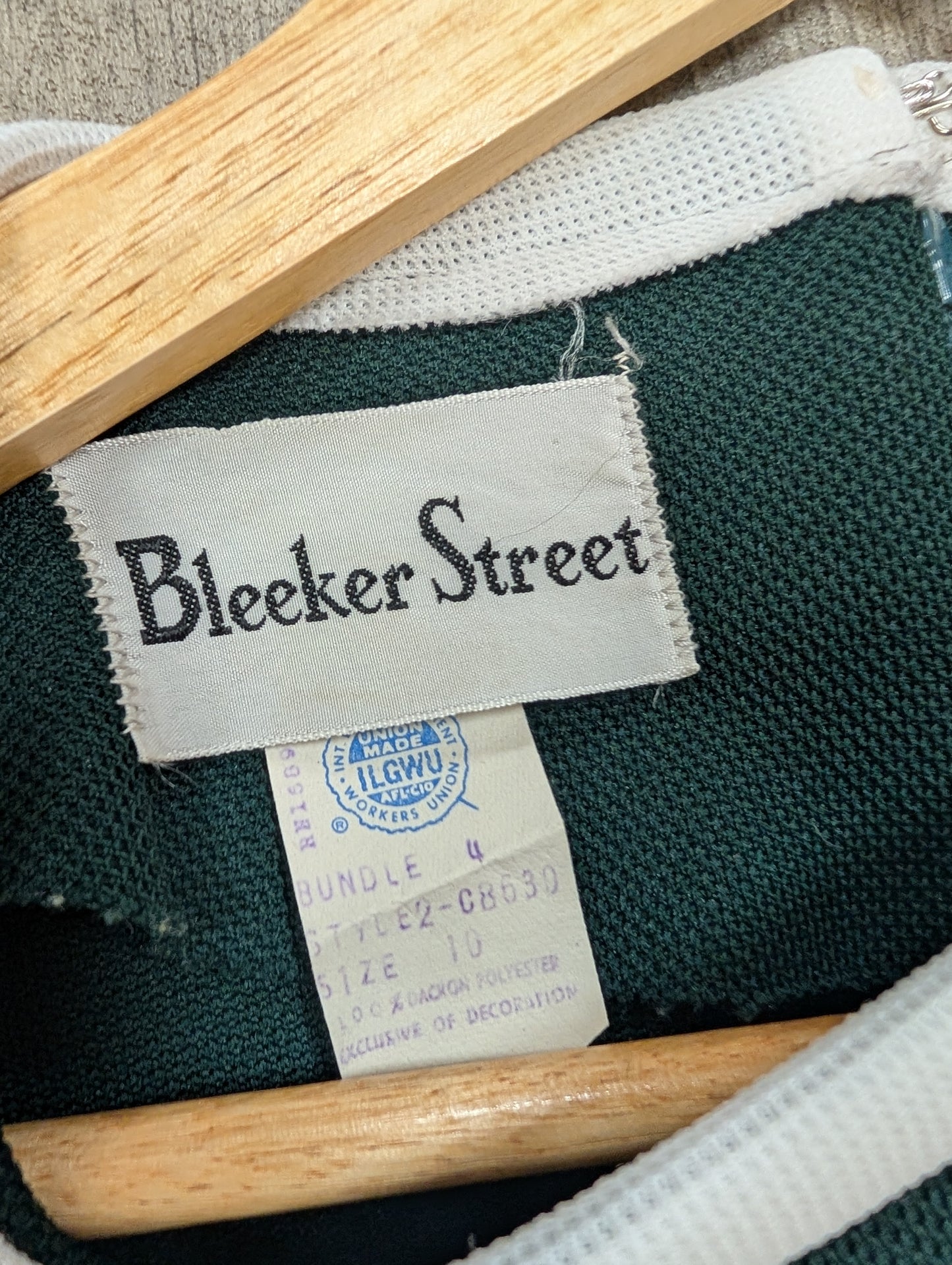 60s/70s Bleeker Street green & white dress - S/10