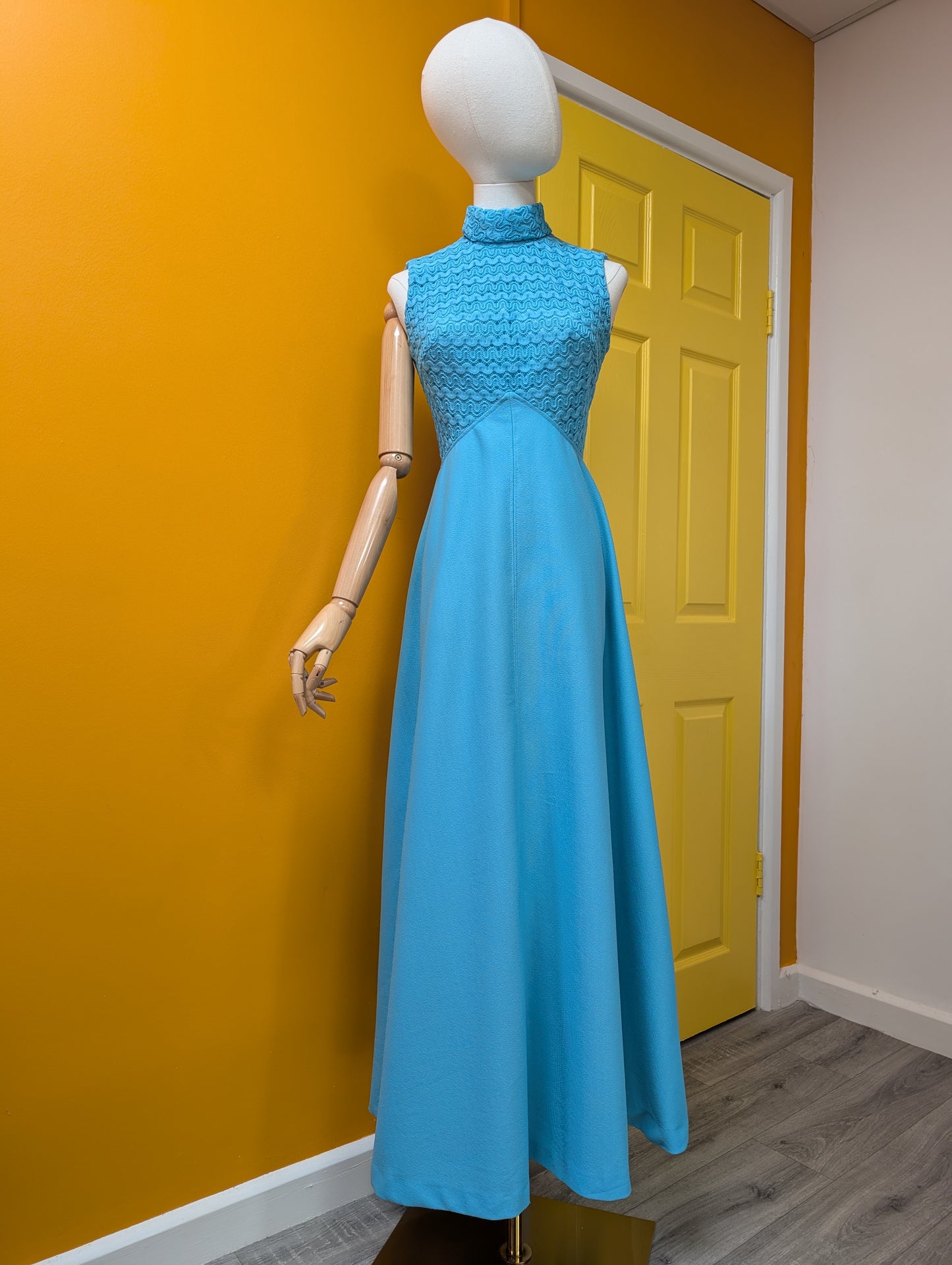 1970s turquoise maxi dress - XS/S/6/8