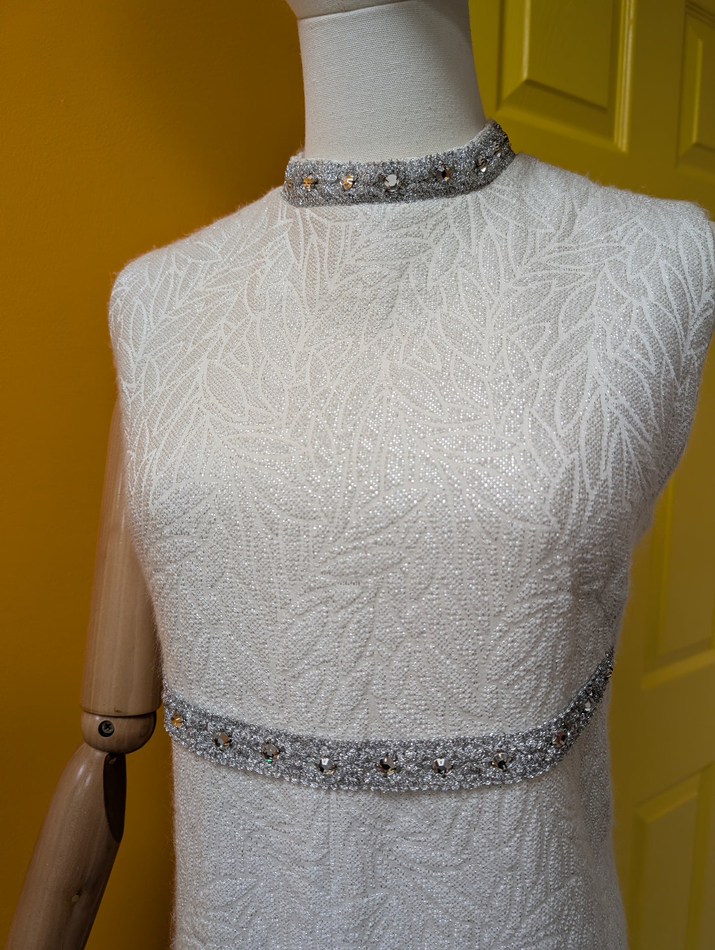 1960s white/silver party dress - M/14