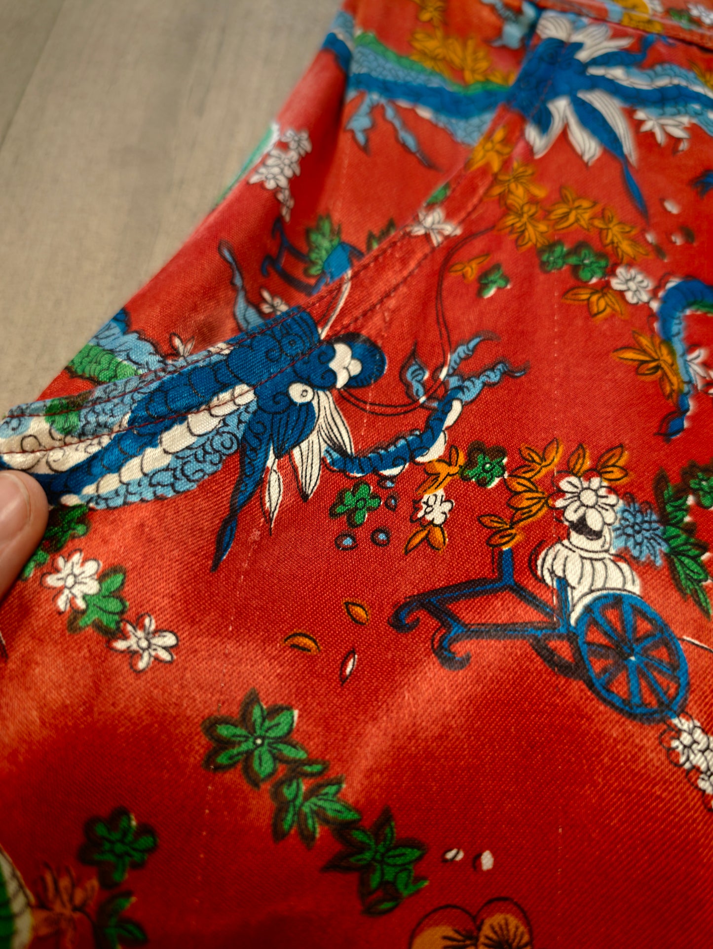 60s/70s Radley Chinese dragon print skirt - 24" waist