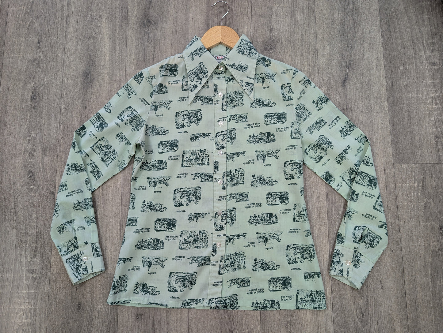1970s C&A novelty print shirt - S/M/10/12