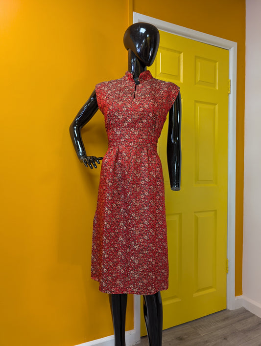 1960s red & gold dress - S/10