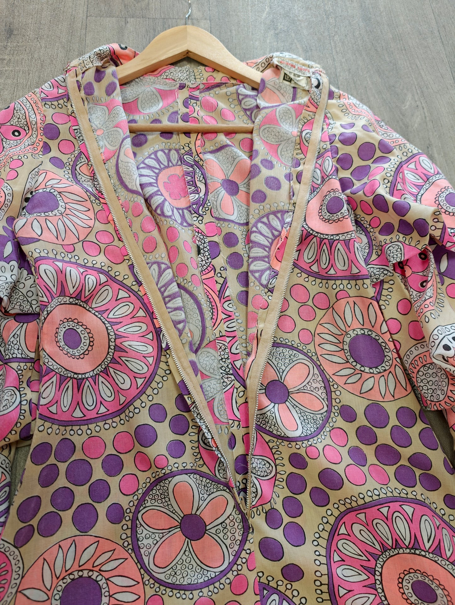 1960s Richard Shops psychedelic pink maxi dress - S