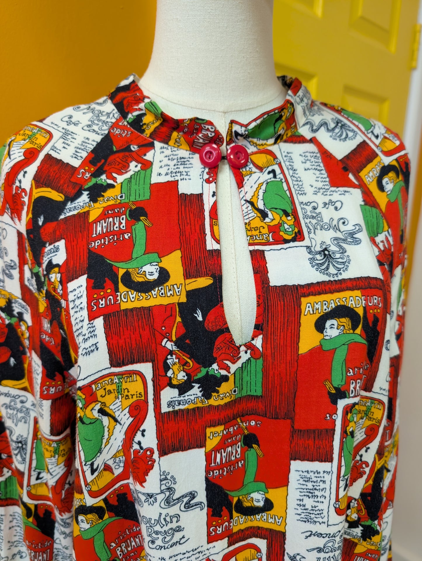 1970s Toulouse Lautrec print blouse - M