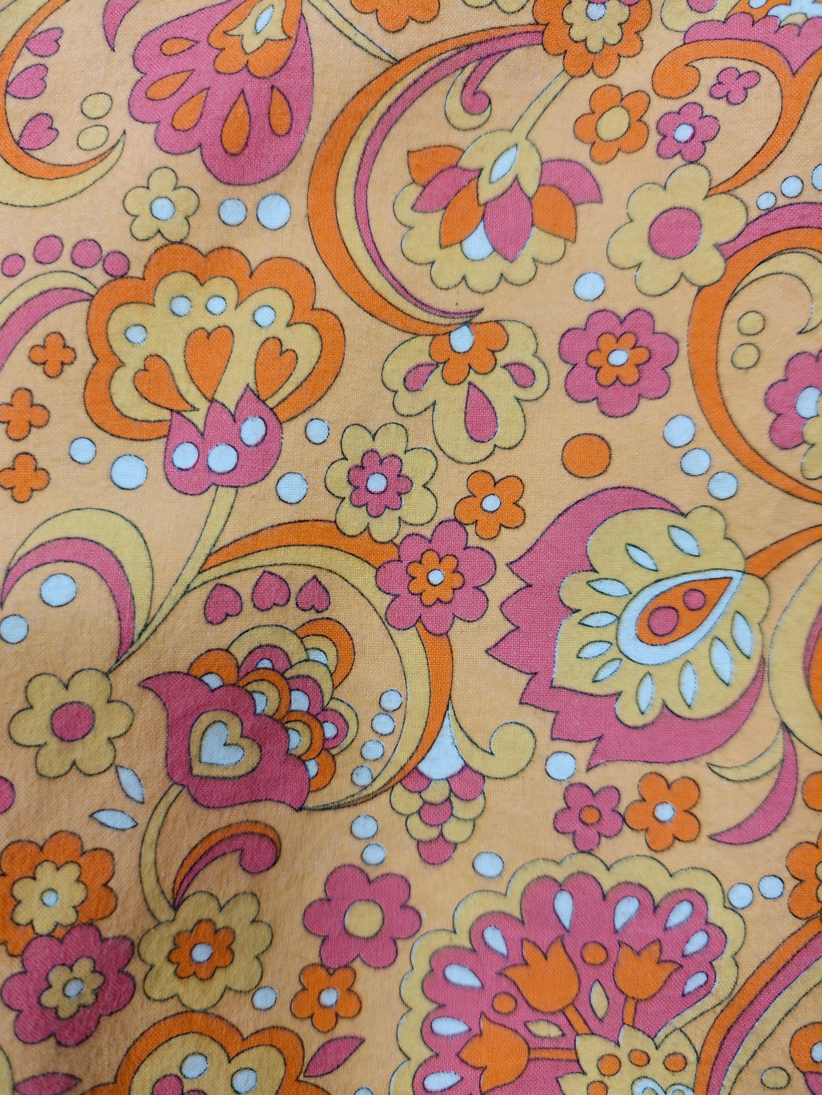1960s psychedelic orange brushed cotton pyjamas - S