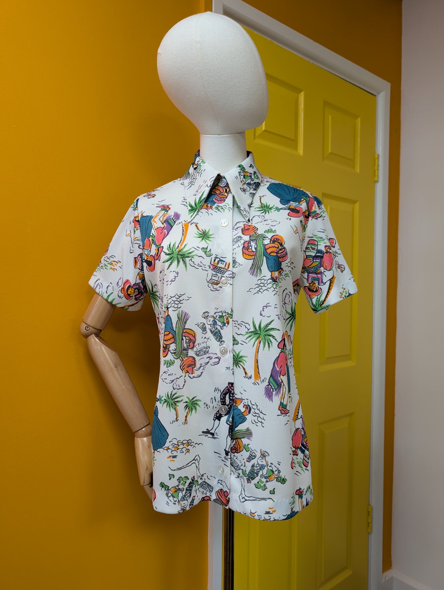 1970s novelty Mexican print shirt - M