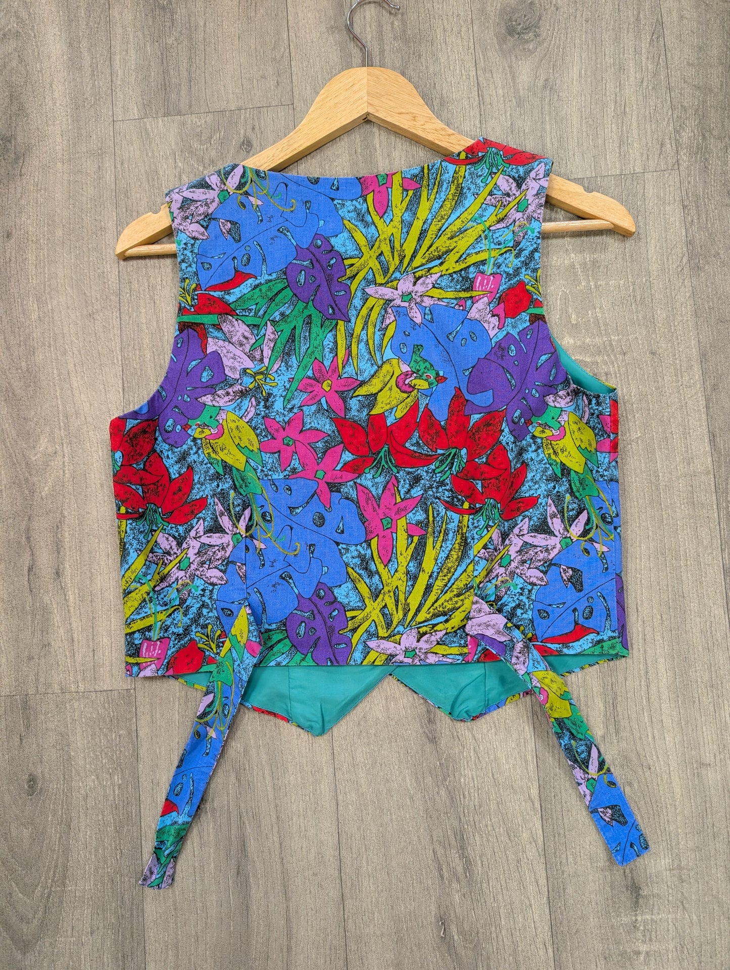 1980s Nightingales novelty print cotton waistcoat - XS/S