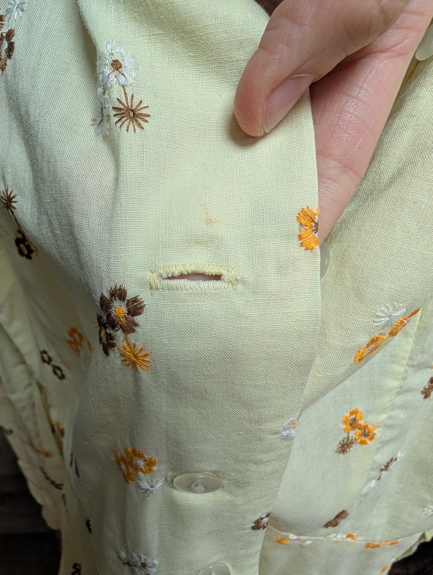 1970s embroidered shirt with tie waist - XS/6