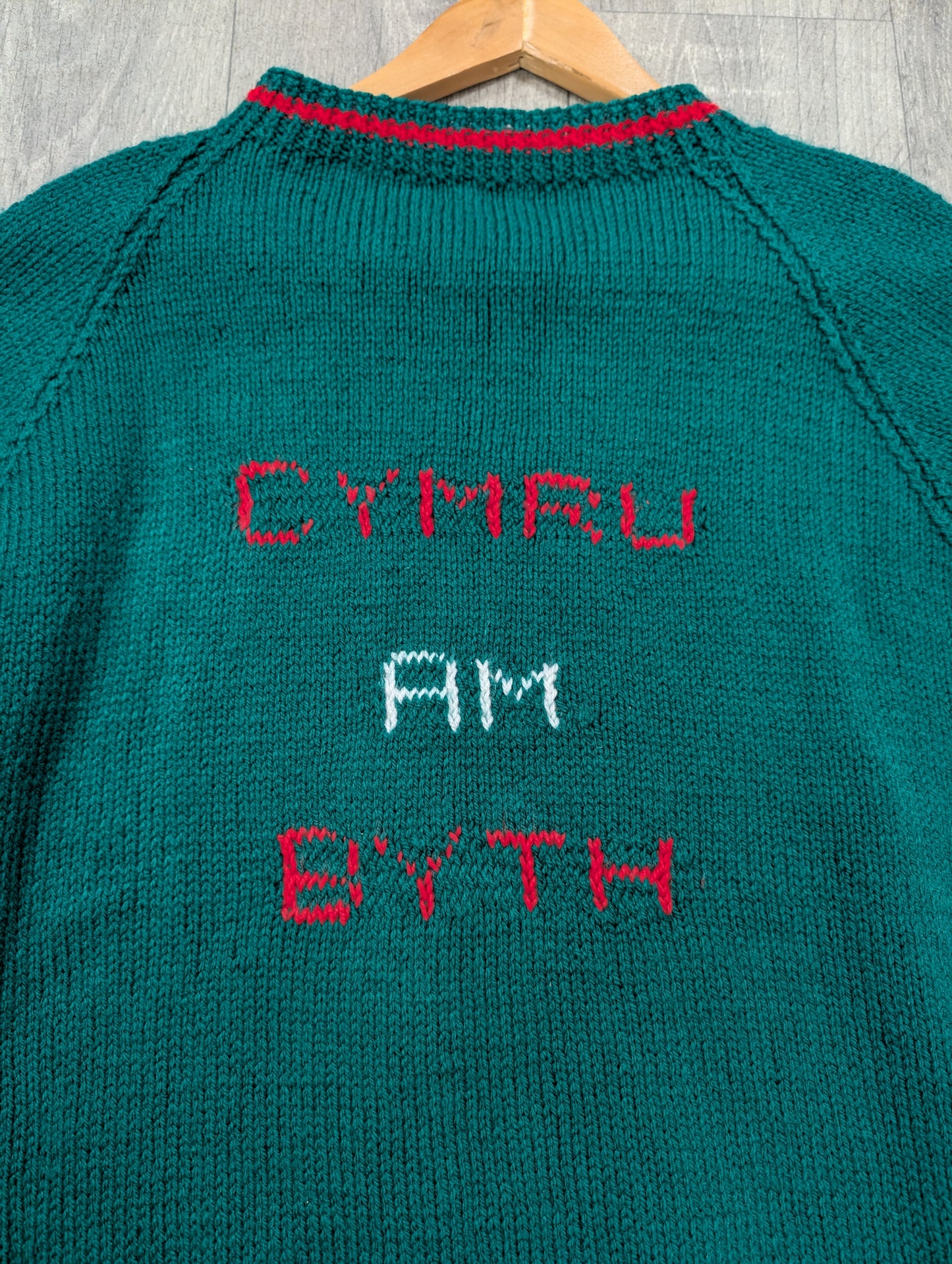 Hand knitted Wales Cymru Am Byth jumper