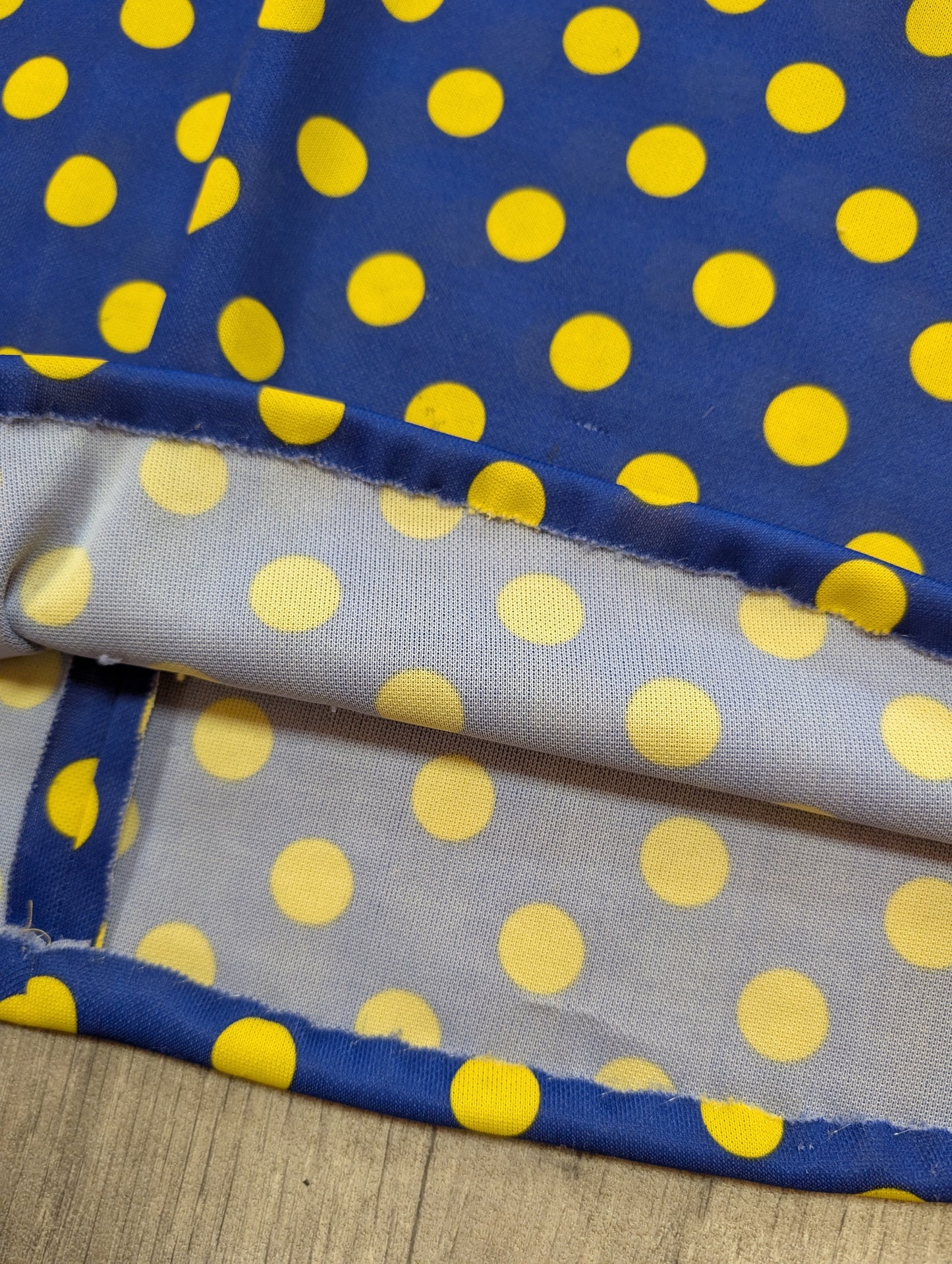 1970s navy blue/yellow spotty mini dress - XS/6