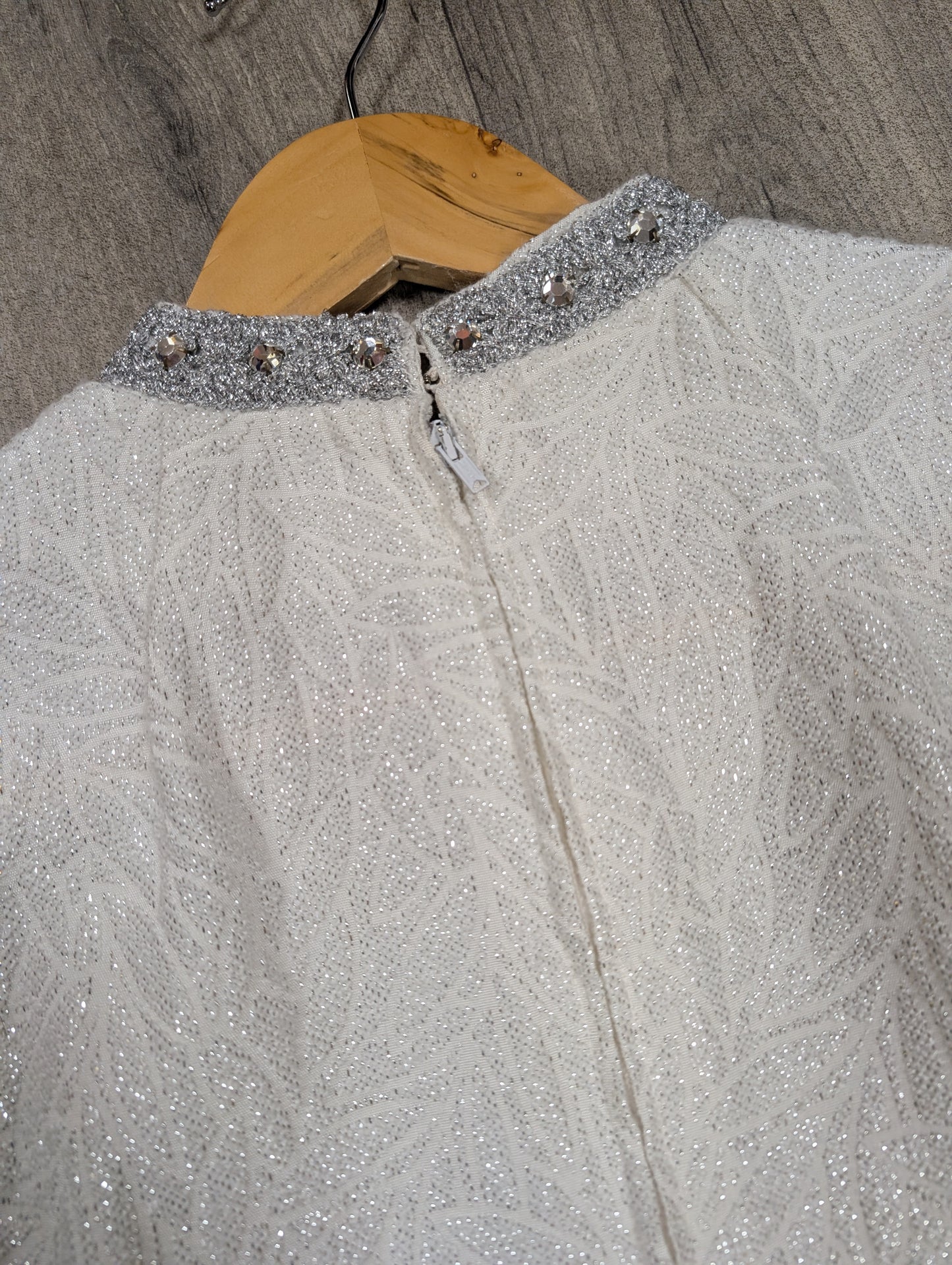 1960s white/silver party dress - M/14
