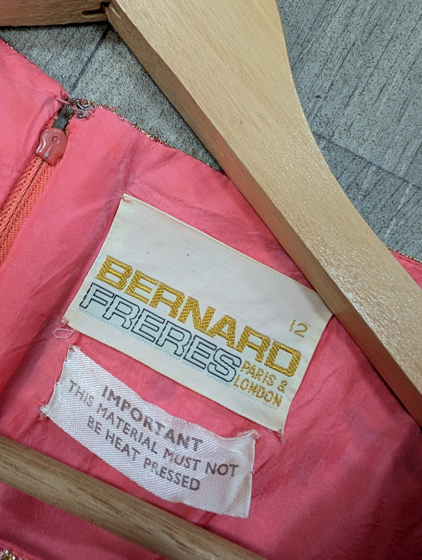 1960s Bernard Freres pink & gold sparkly dress - S/8/10