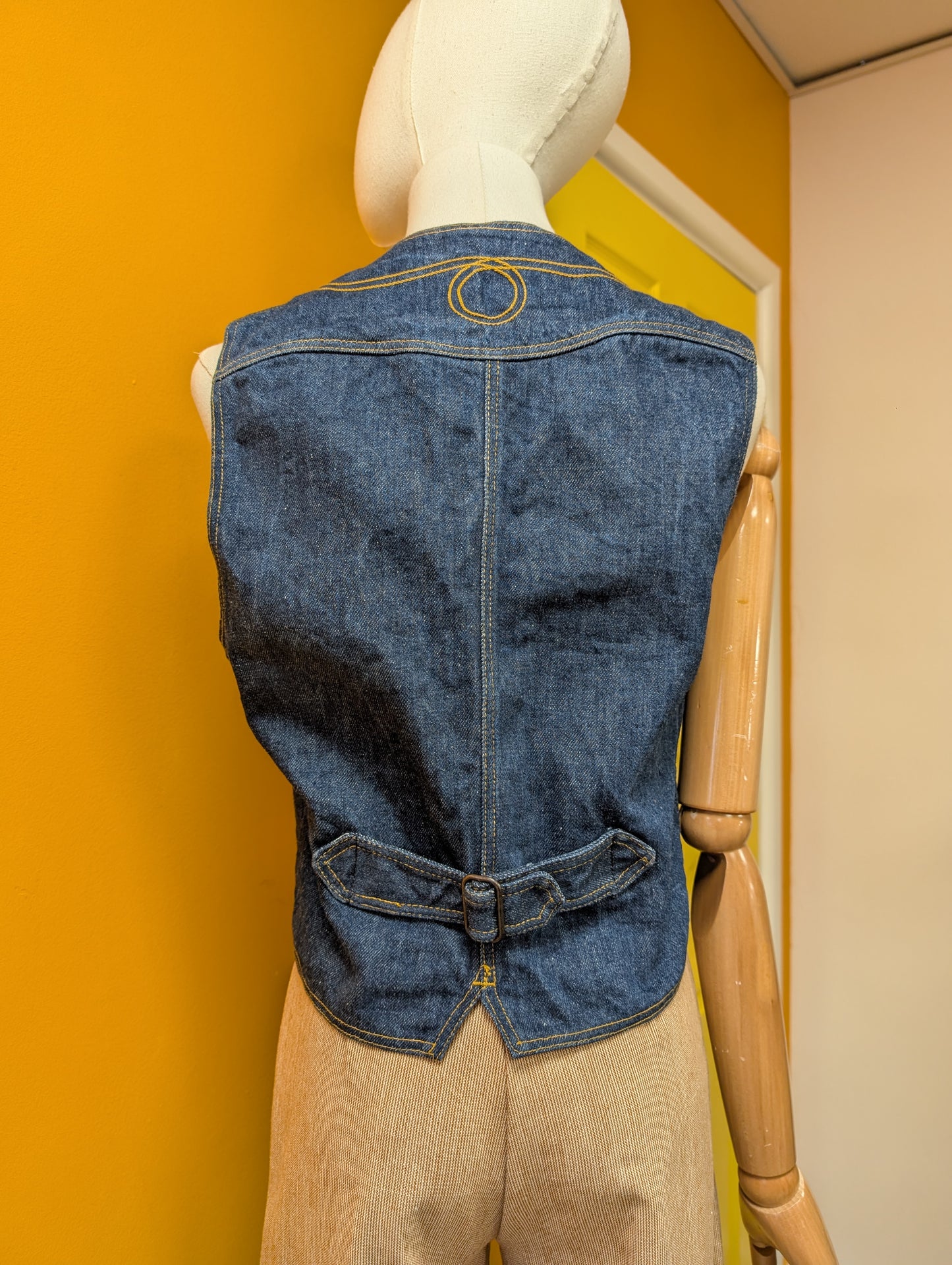 Deadstock 1970s Lee Cooper embroidered denim waistcoat - S/10