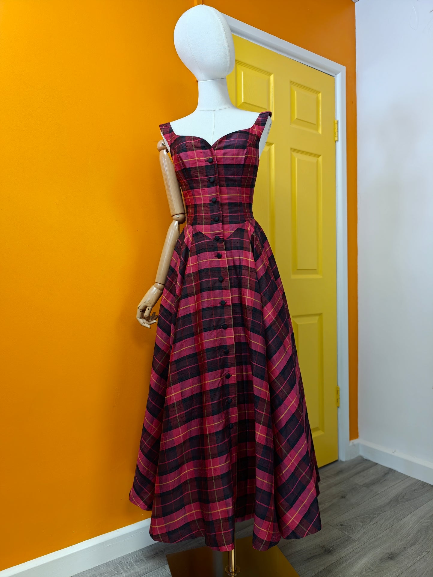 80s/90s Monsoon Twilight silk maxi dress - S/10