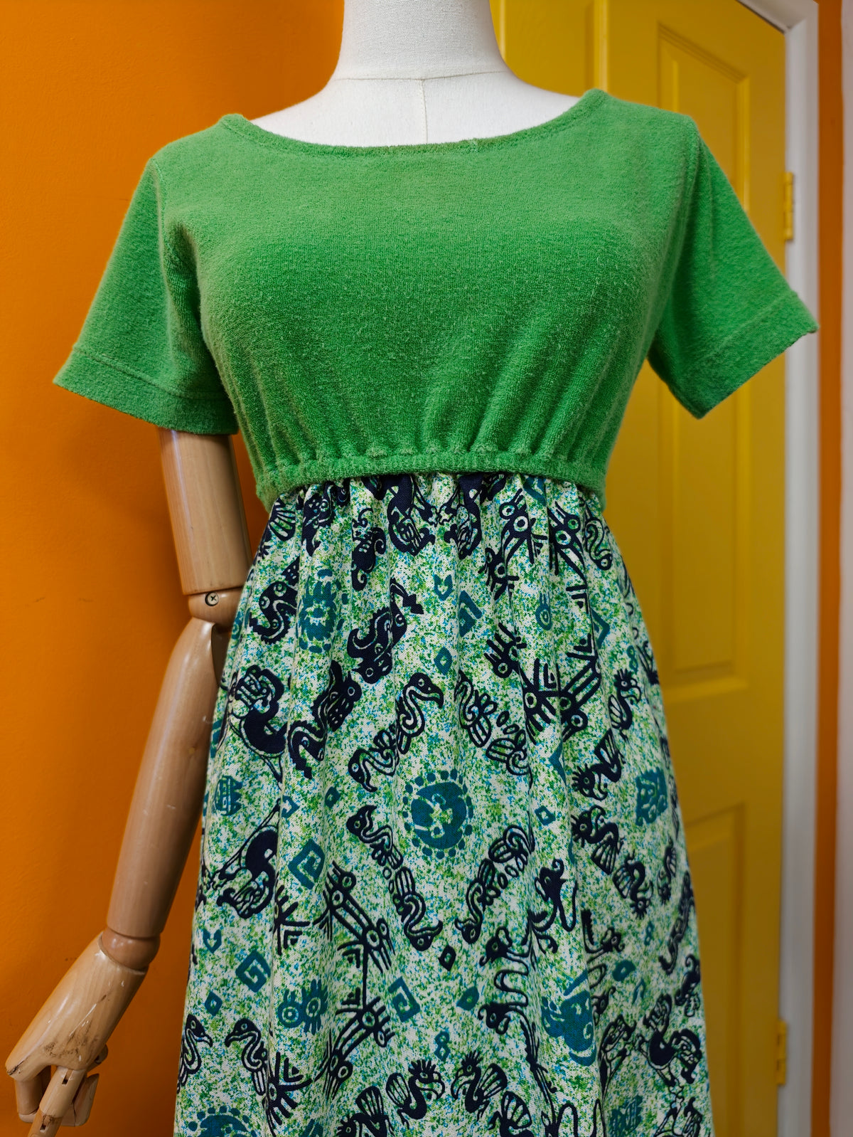 60s/70s Guitare French towelling maxi dress - XS/S