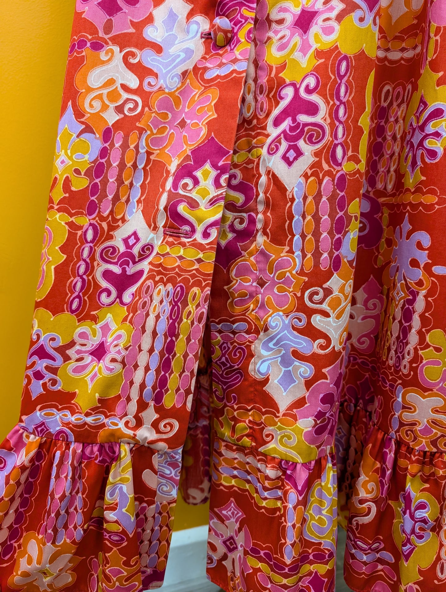 1960s St Michael psychedelic cotton housecoat with belt - S/8/10