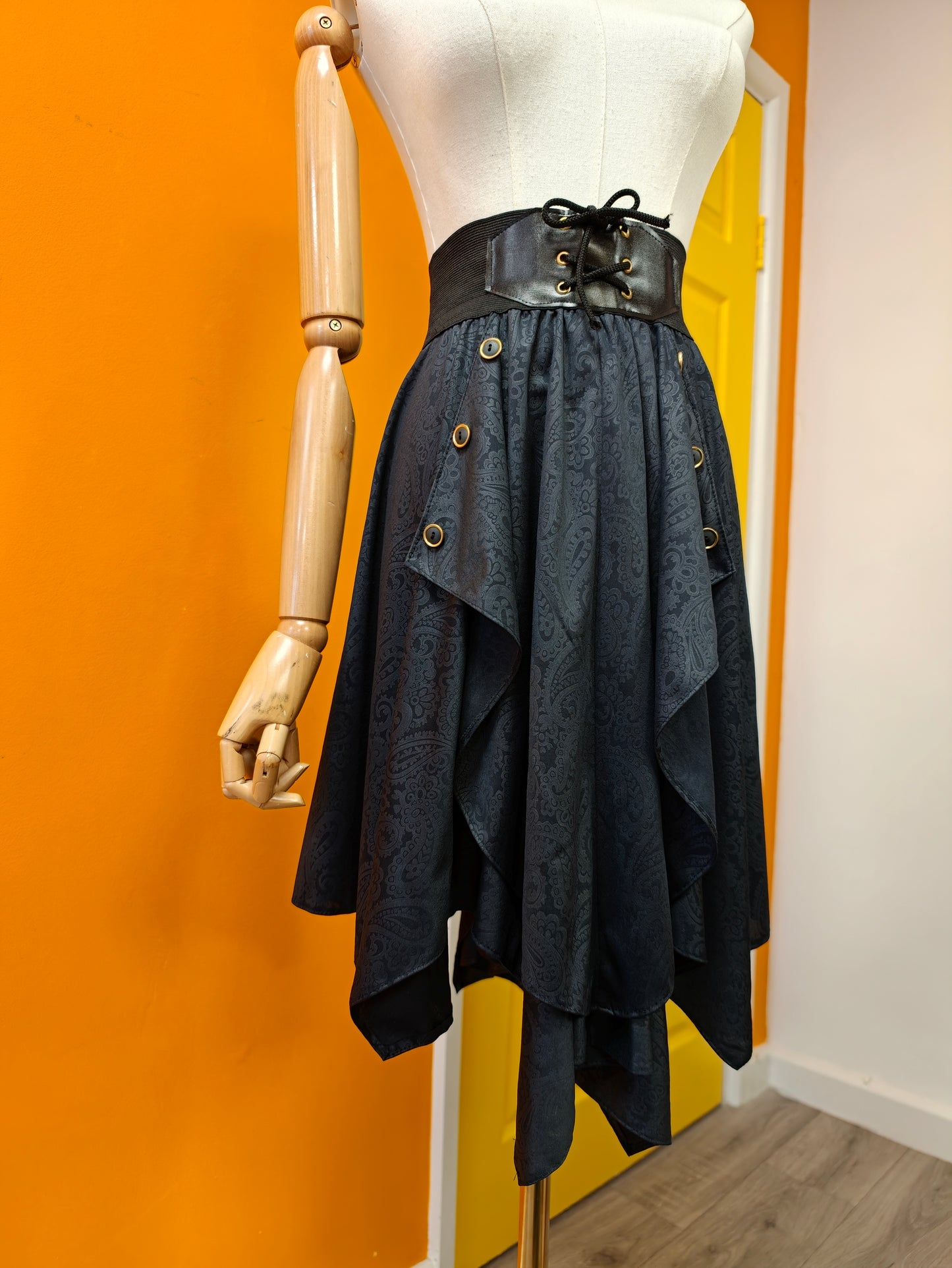 1980s black paisley skirt - S/M
