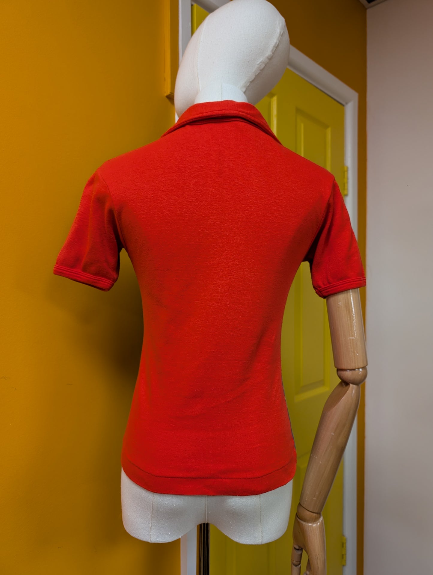 1970s red novelty photo print cotton t-shirt - XS/S