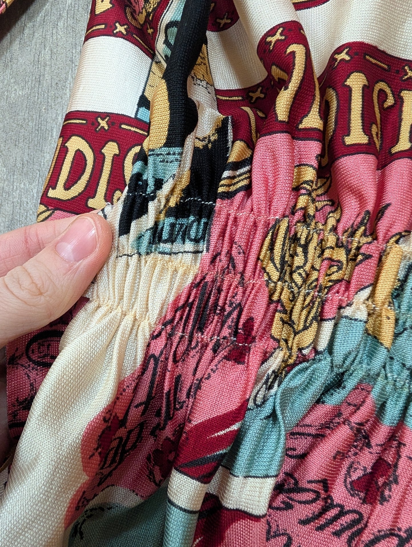 1970s Dorothy Perkins novelty Art Nouveau print tie waist top - XS/S