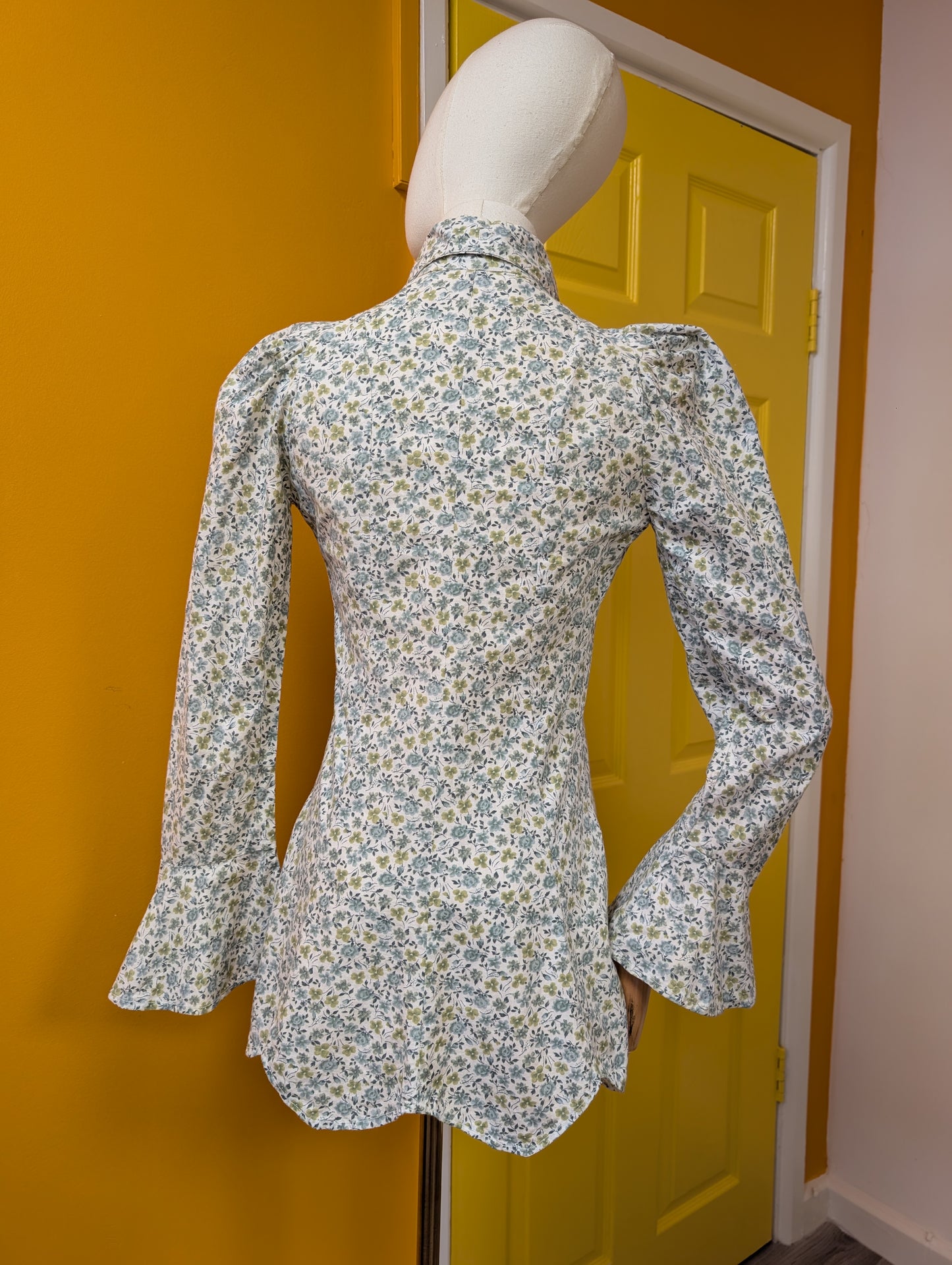 1970s Mabs cotton shirt and maxi skirt - XS/S
