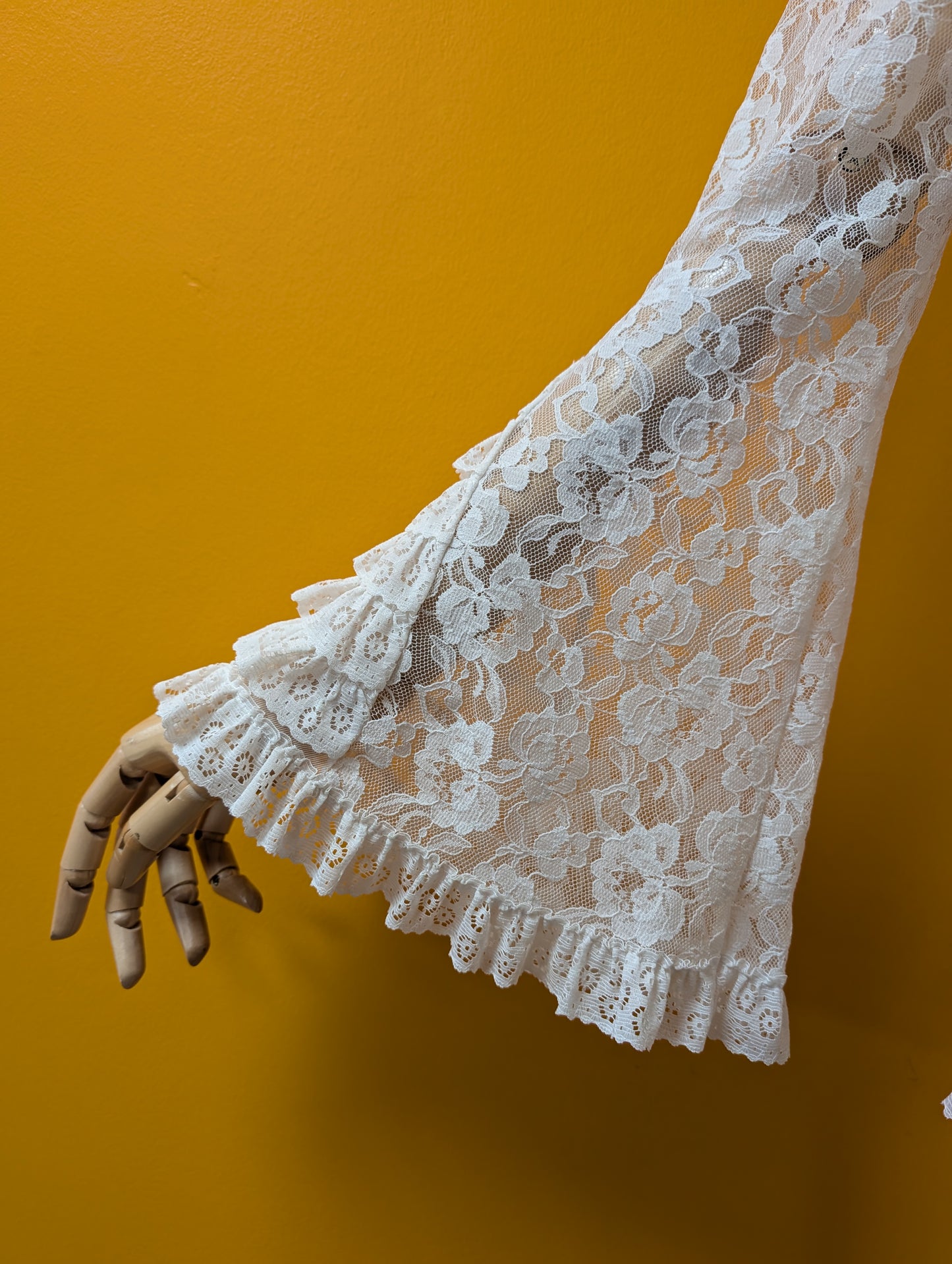60s/70s Dorothy Perkins white nylon lace tunic - XS/S