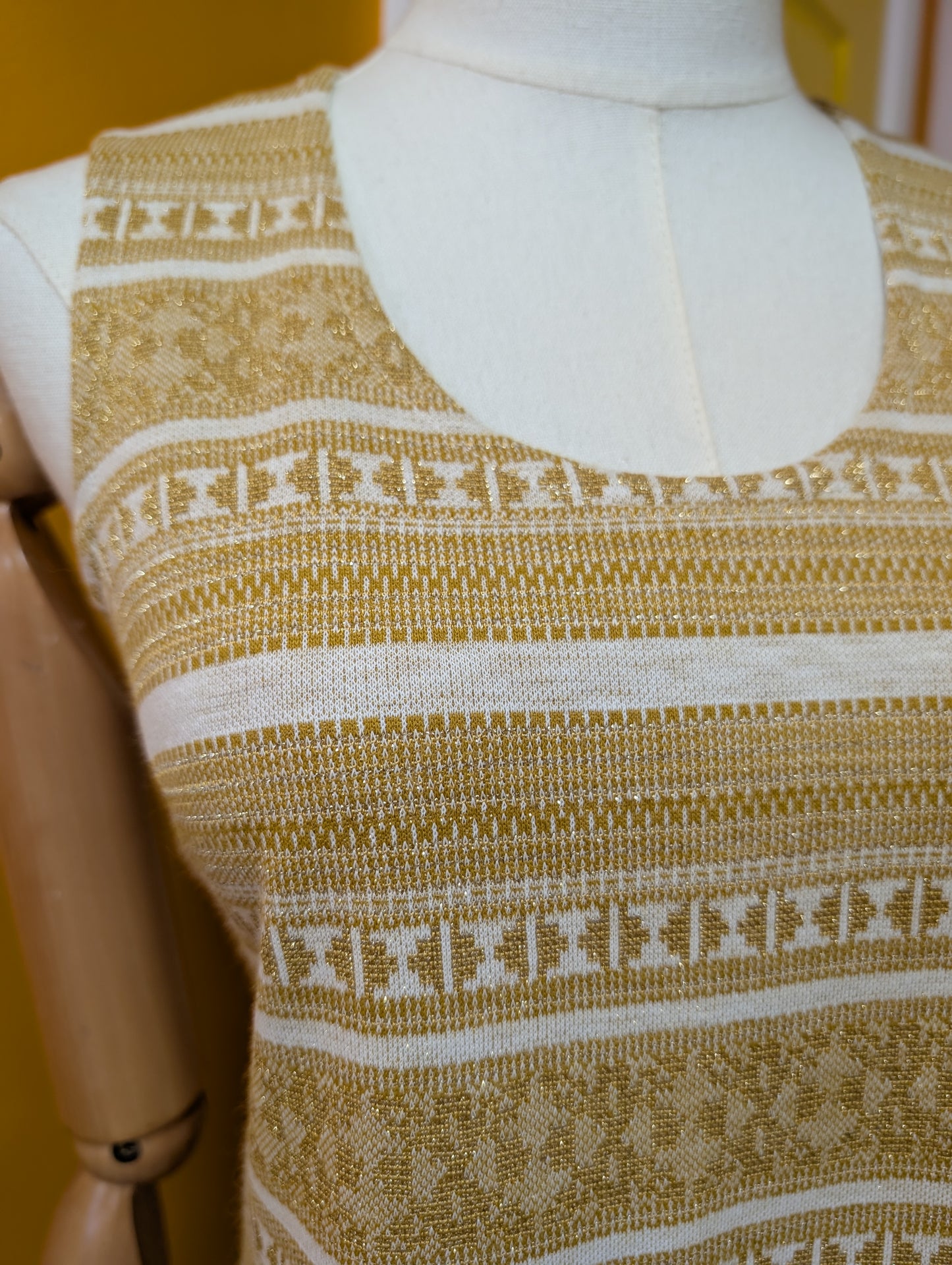 1960s gold lurex tunic/mini dress - S/8/10