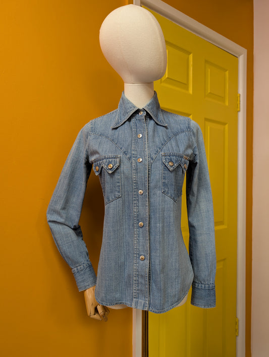 1970s Gul & Bla denim western shirt - XS/S