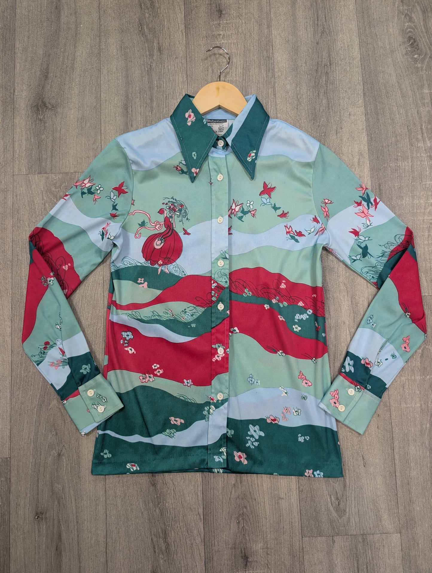 1970s Debenhams novelty print shirt - S
