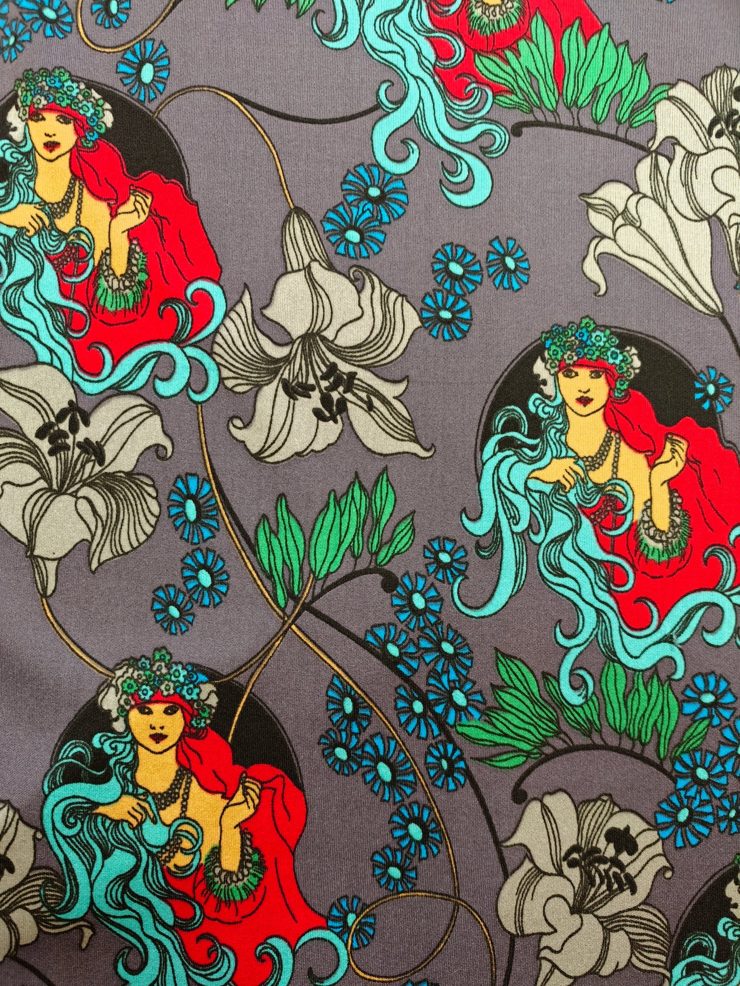 1970s Suku San novelty Art Nouveau print halter neck maxi dress & jacket - XS/S/6/8
