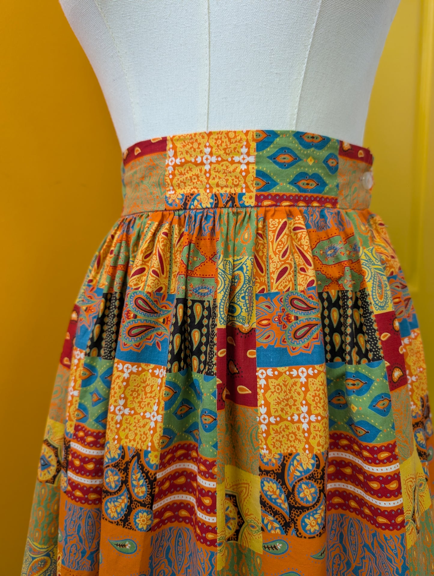 Early 1960s patchwork print cotton skirt