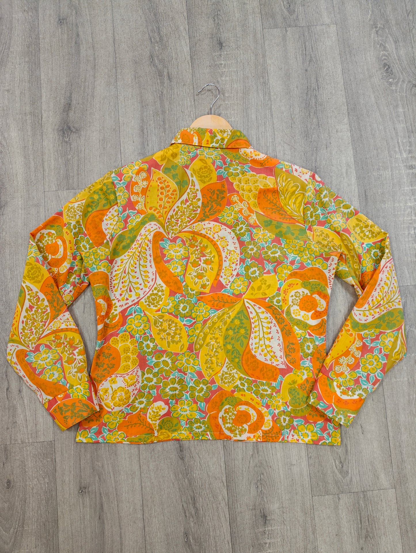 60s/70s psychedelic paisley print dagger collar shirt - M/L