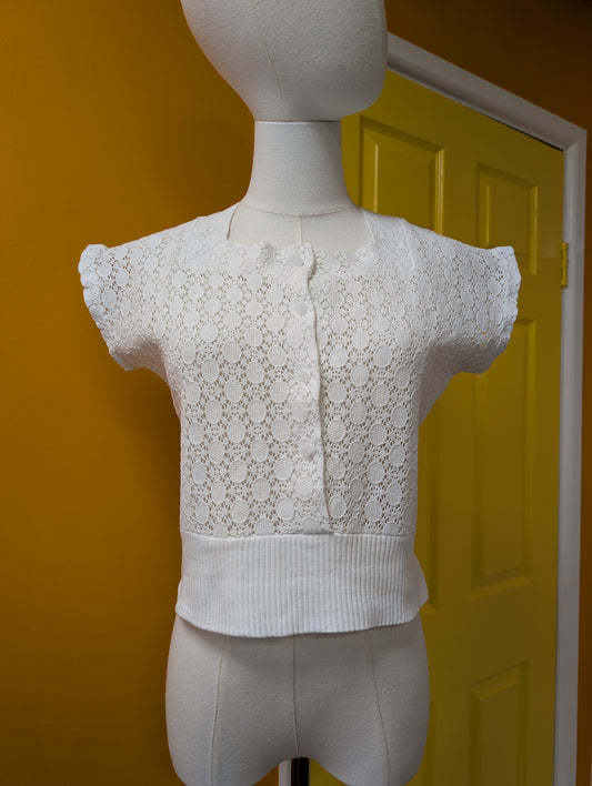 1950s Helen Bond white top - XS/S