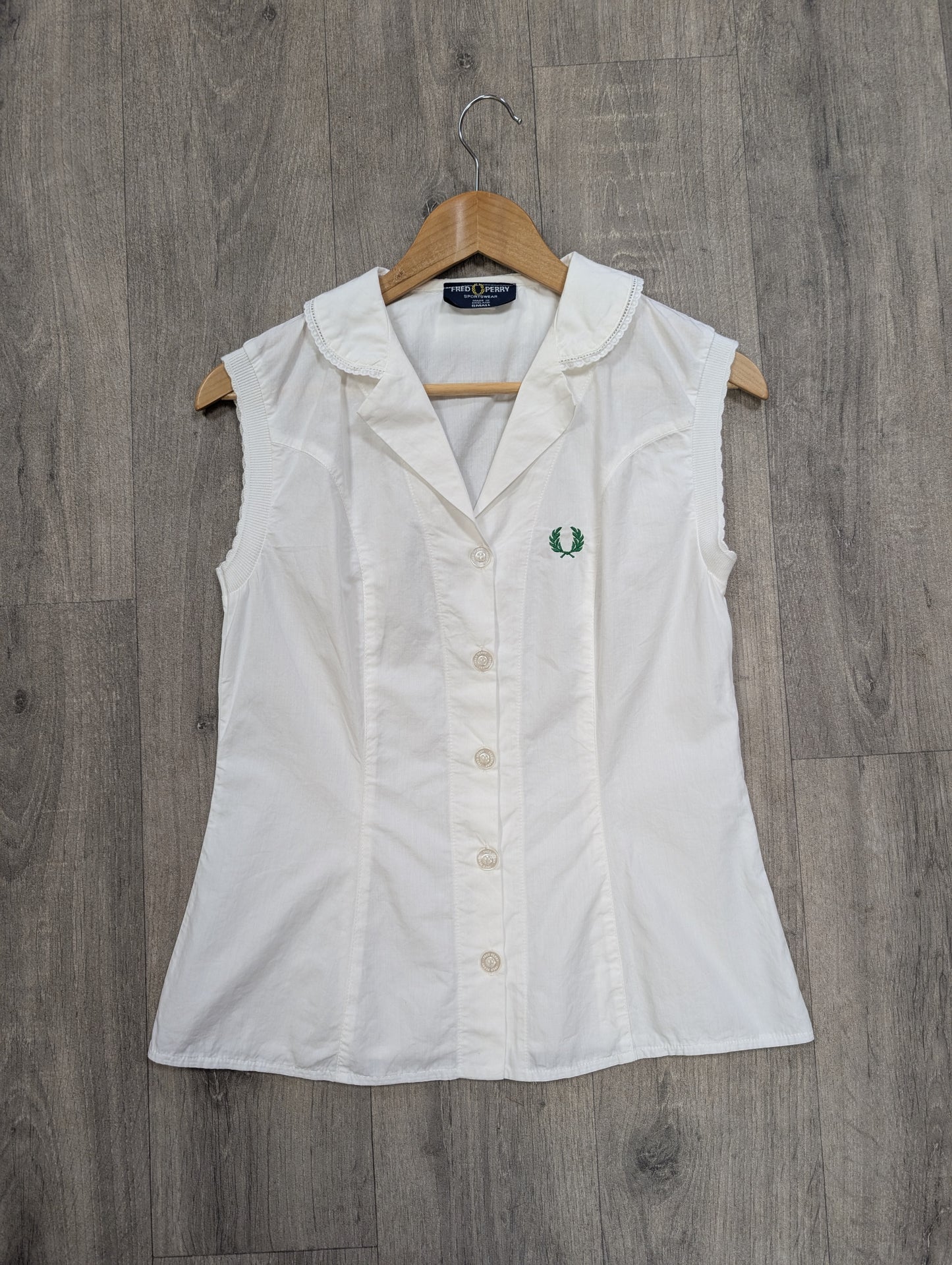 1980s Fred Perry white cotton blouse - XS