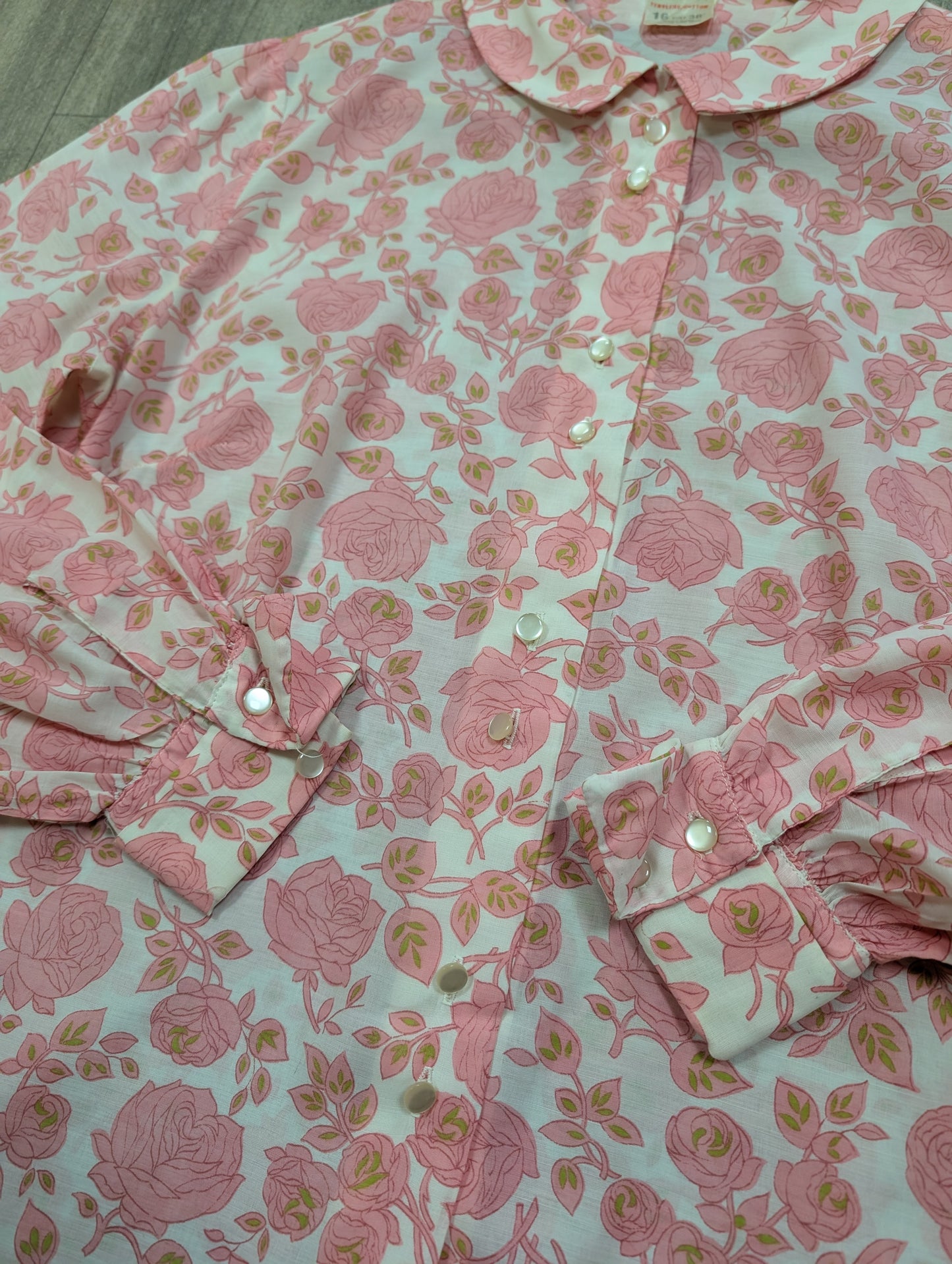 1960s St Michael pink floral blouse - M