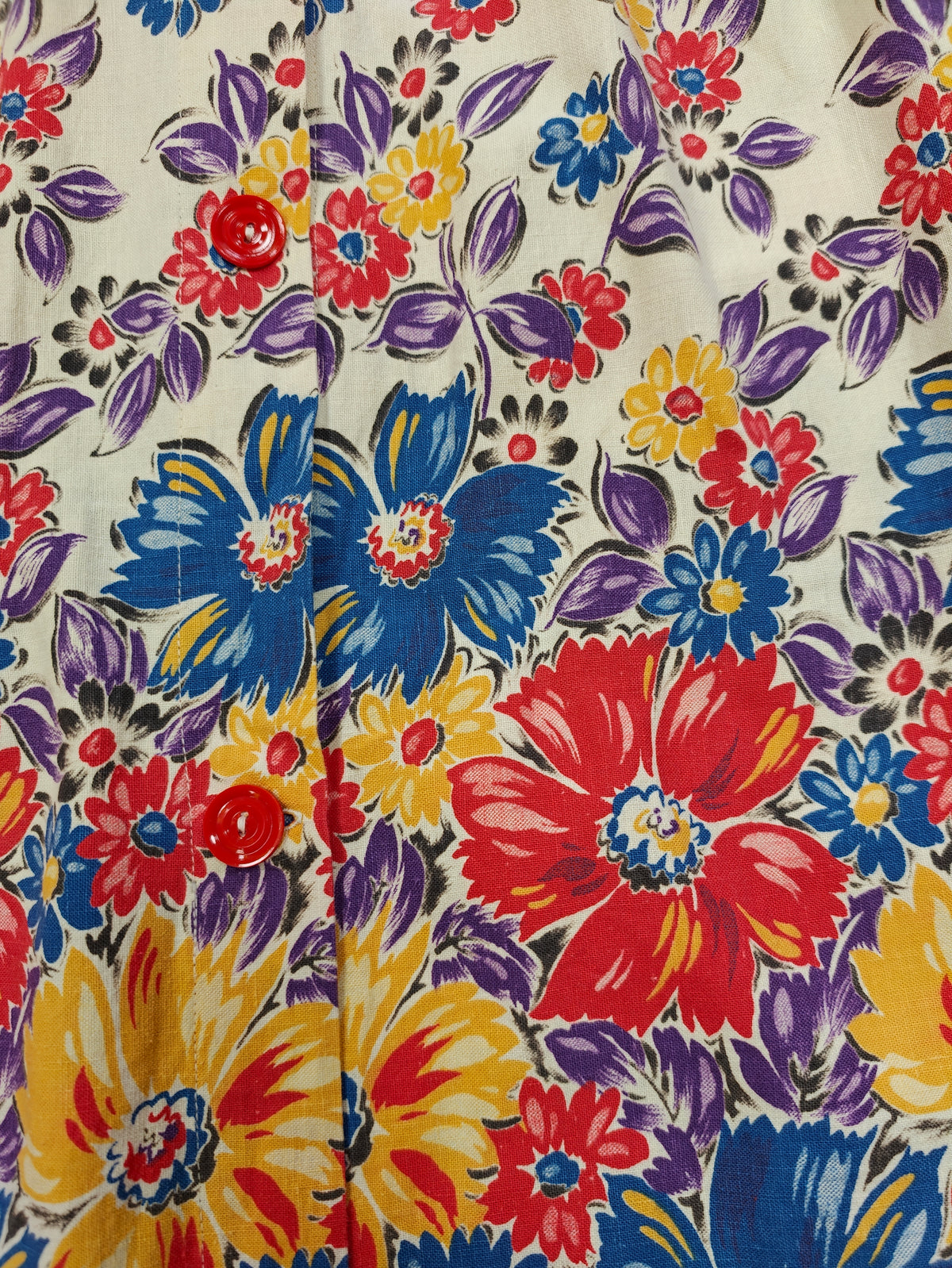 1940s floral cotton chore smock/housecoat