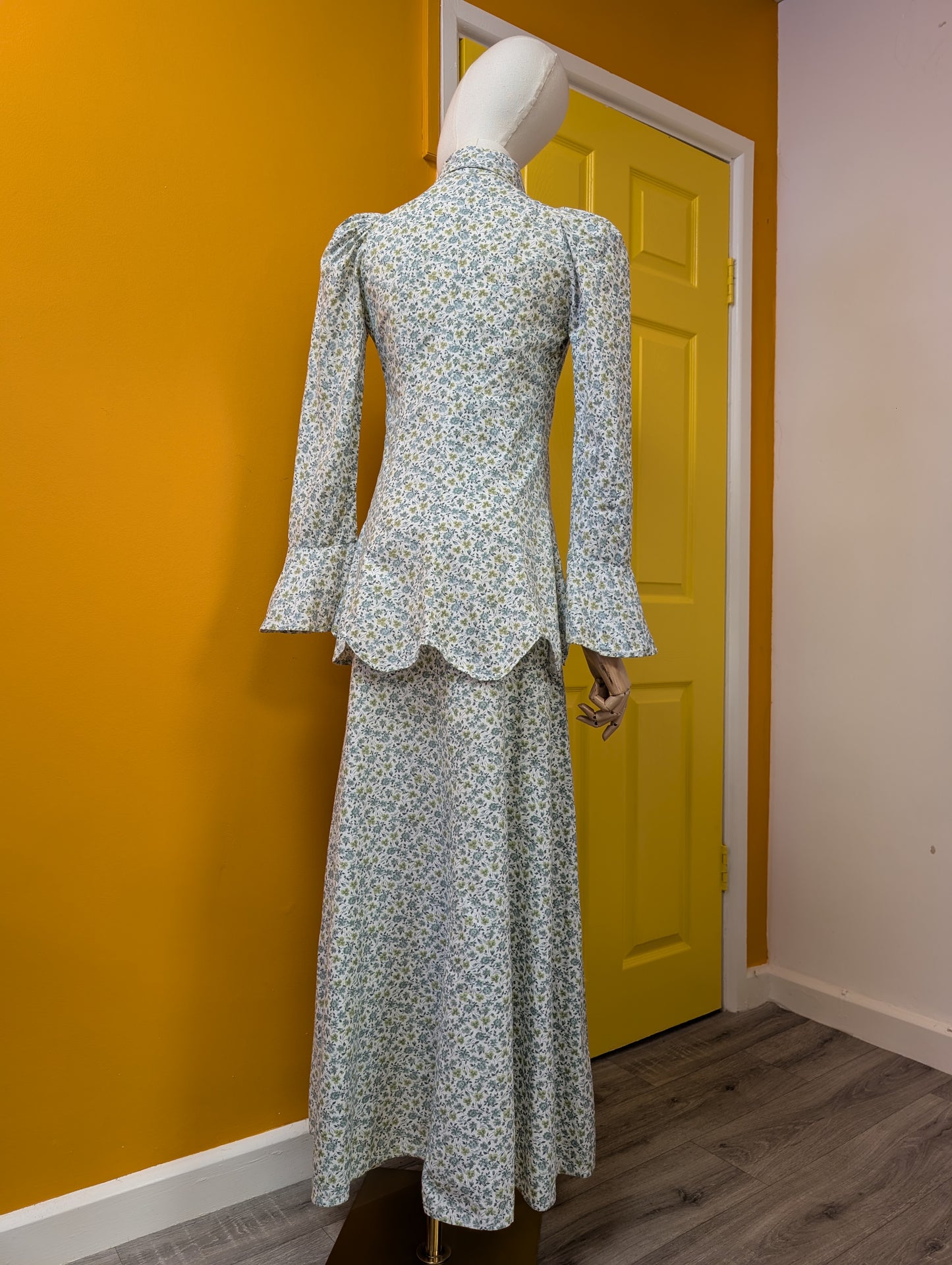 1970s Mabs cotton shirt and maxi skirt - XS/S