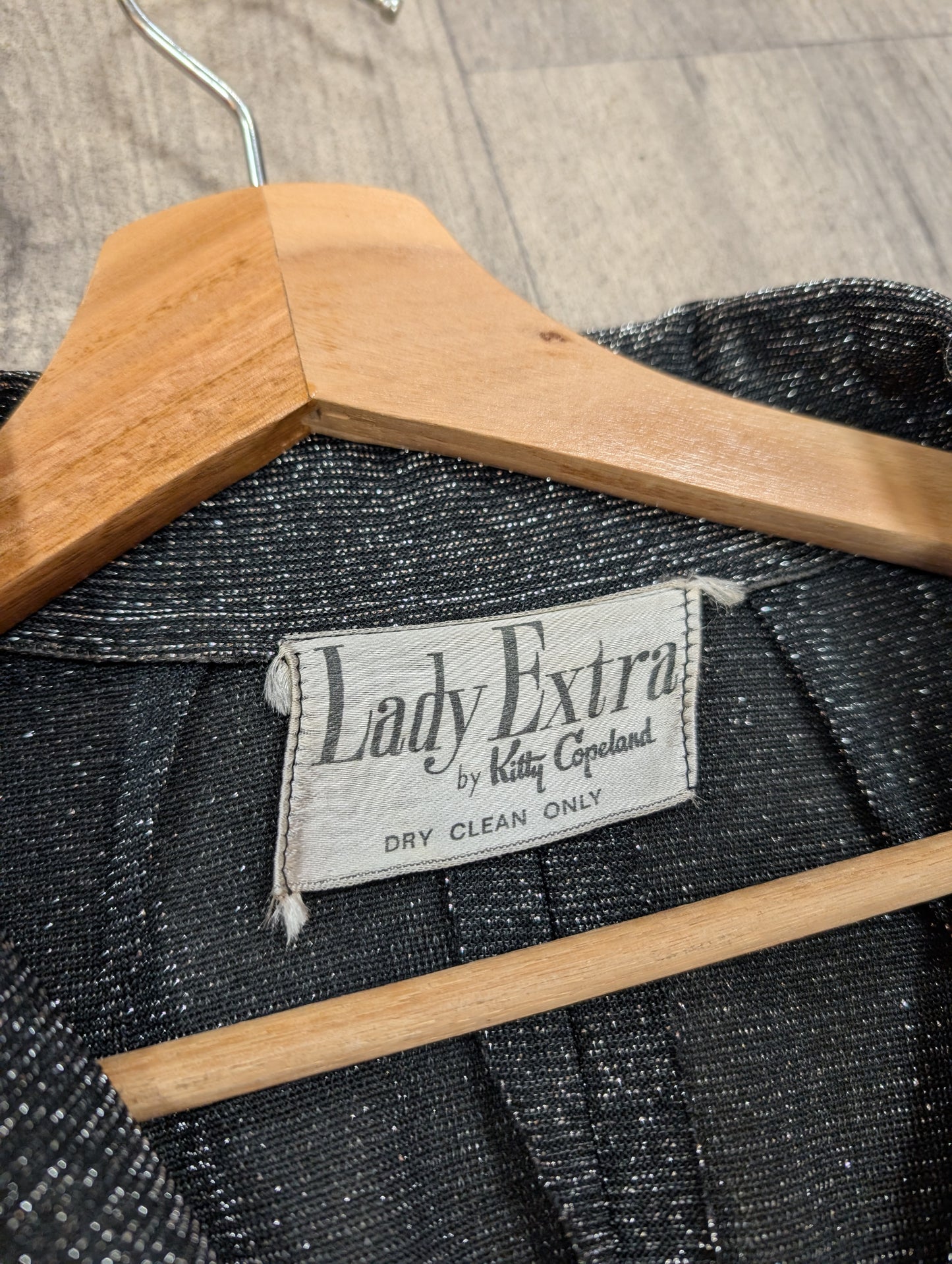 1970s Lady Extra by Kitty Copeland silver lurex maxi dress - L/16