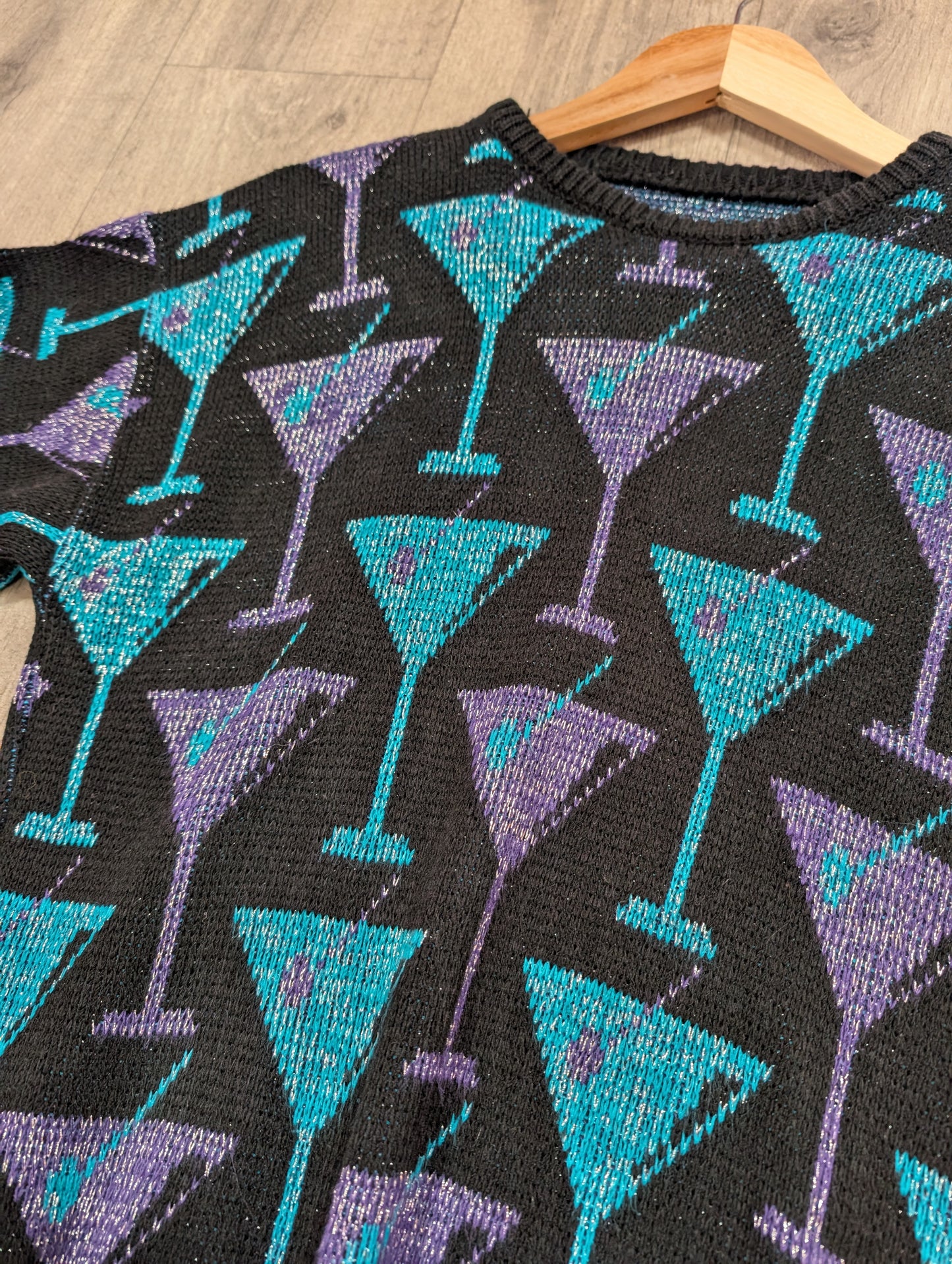 1980s novelty cocktail glass jumper - XS/S
