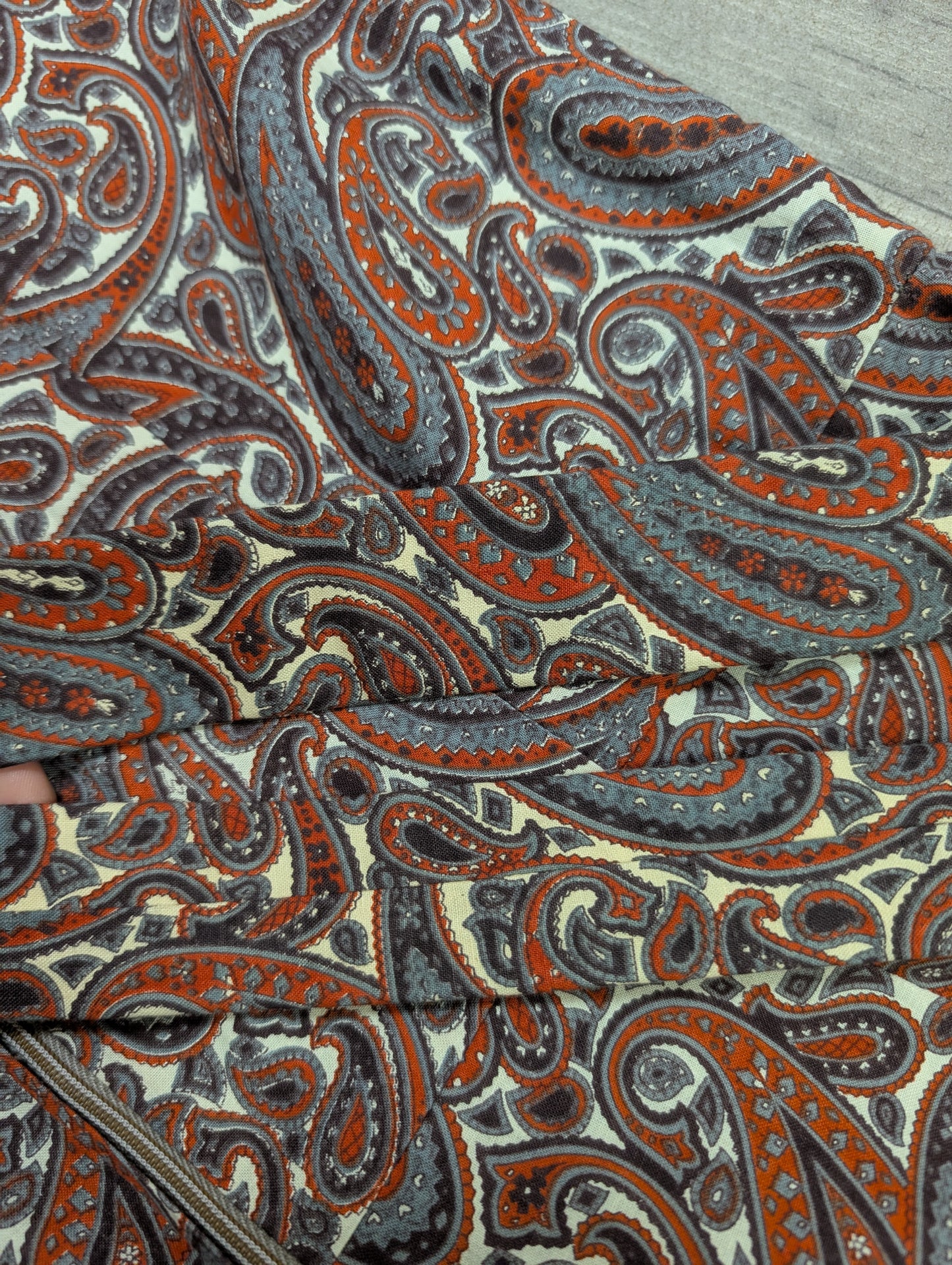1960s brown paisley dress & belt - M/14