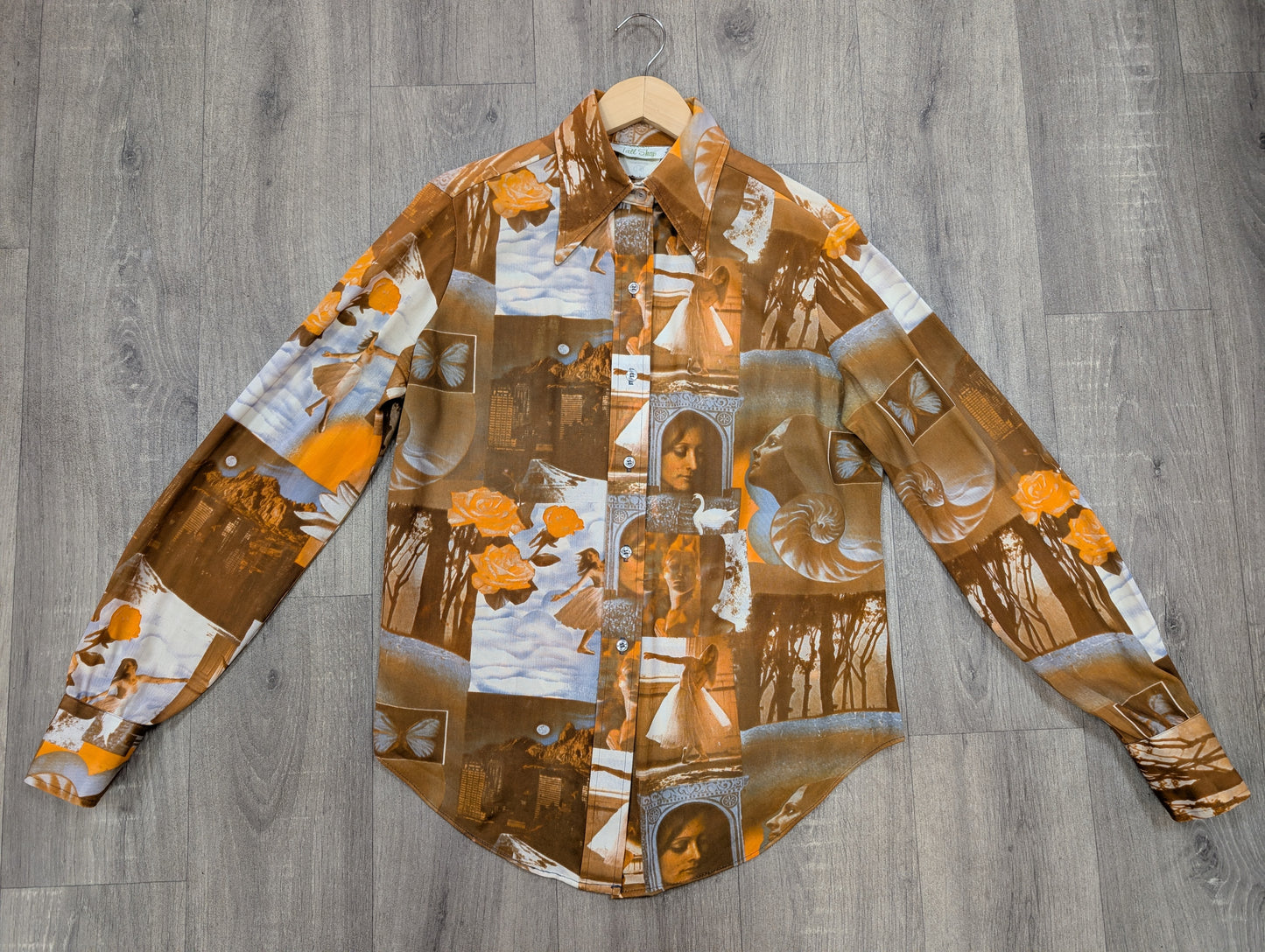 1970s Lane Bryant tall shop novelty photo print shirt - L