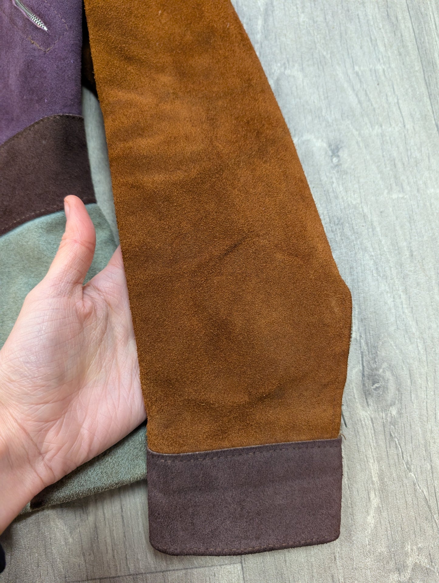 Epic 1970s colour block suede jacket - S/8
