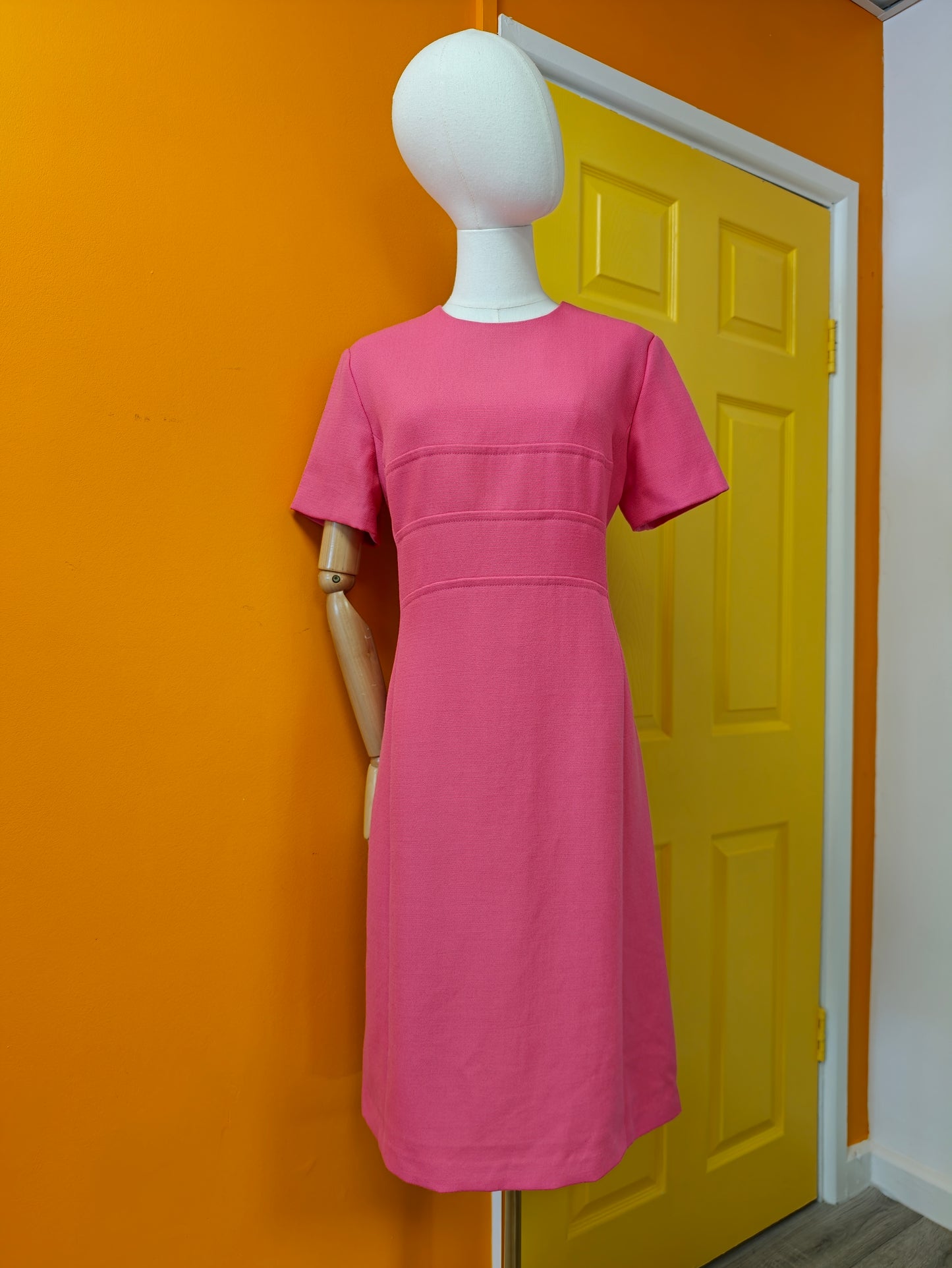 1960s Russell Stuart pink wool dress - M/L/14/16